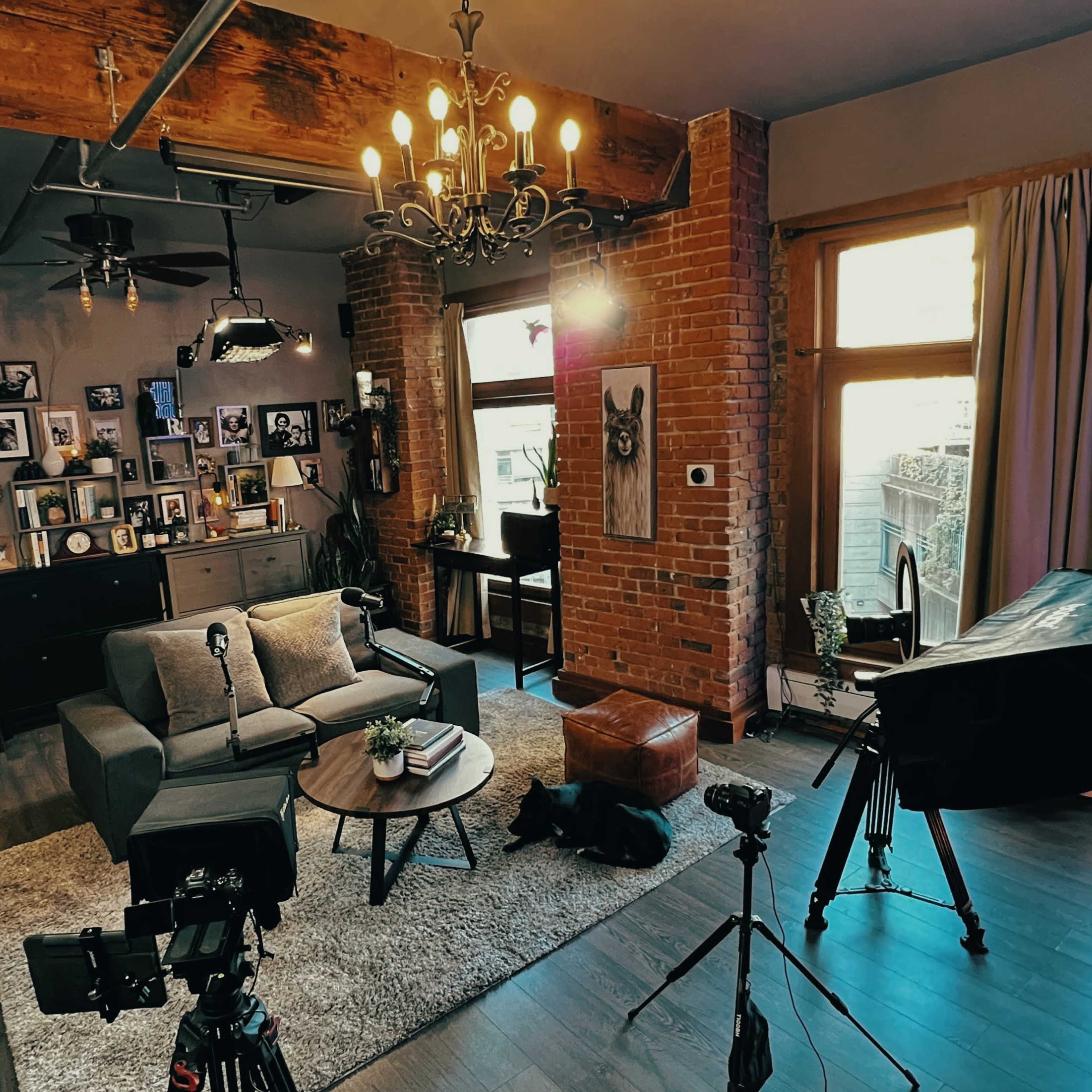Podcast recording, video or photoshoot production space with loft vibe for creating podcast experiences, not just podcasts. Image in Downtown Vancouver, Vancouver, BC