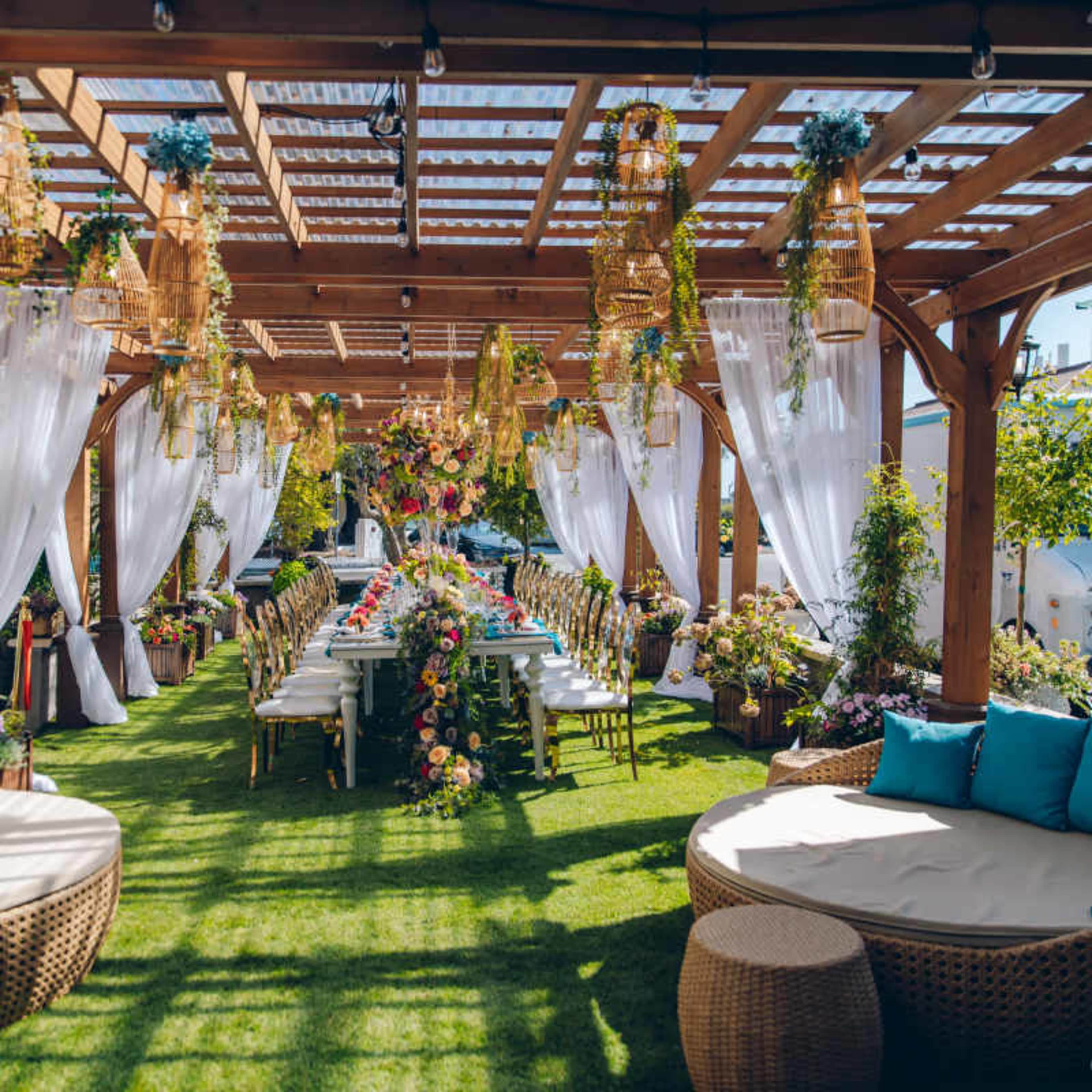 Urban Floral Event Space with Banquet Hall & Outdoor Garden Area Image in Berryessa, San Jose, CA