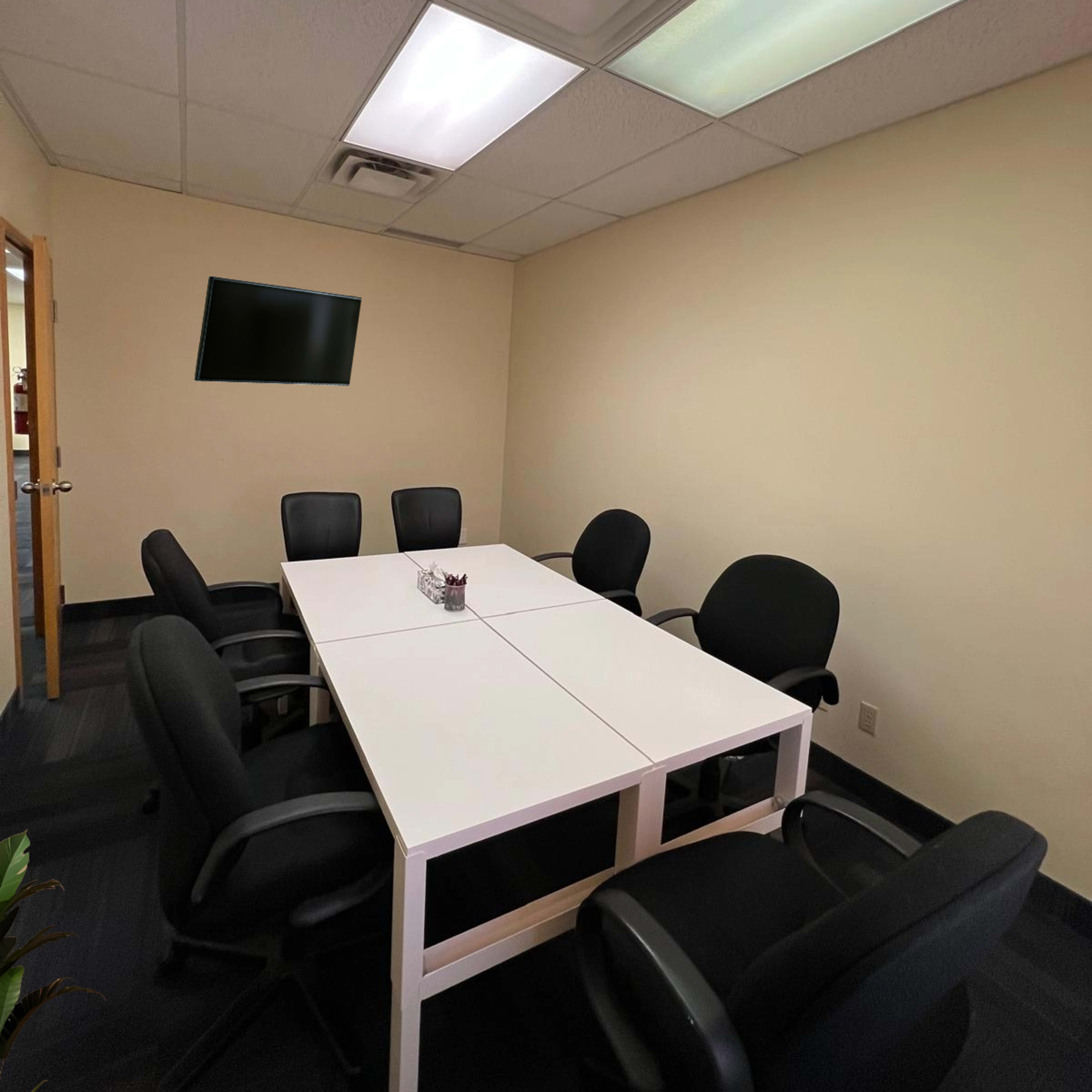 Spacious Boardroom with TV and a Digital Board Image in Mississauga, Mississauga, ON