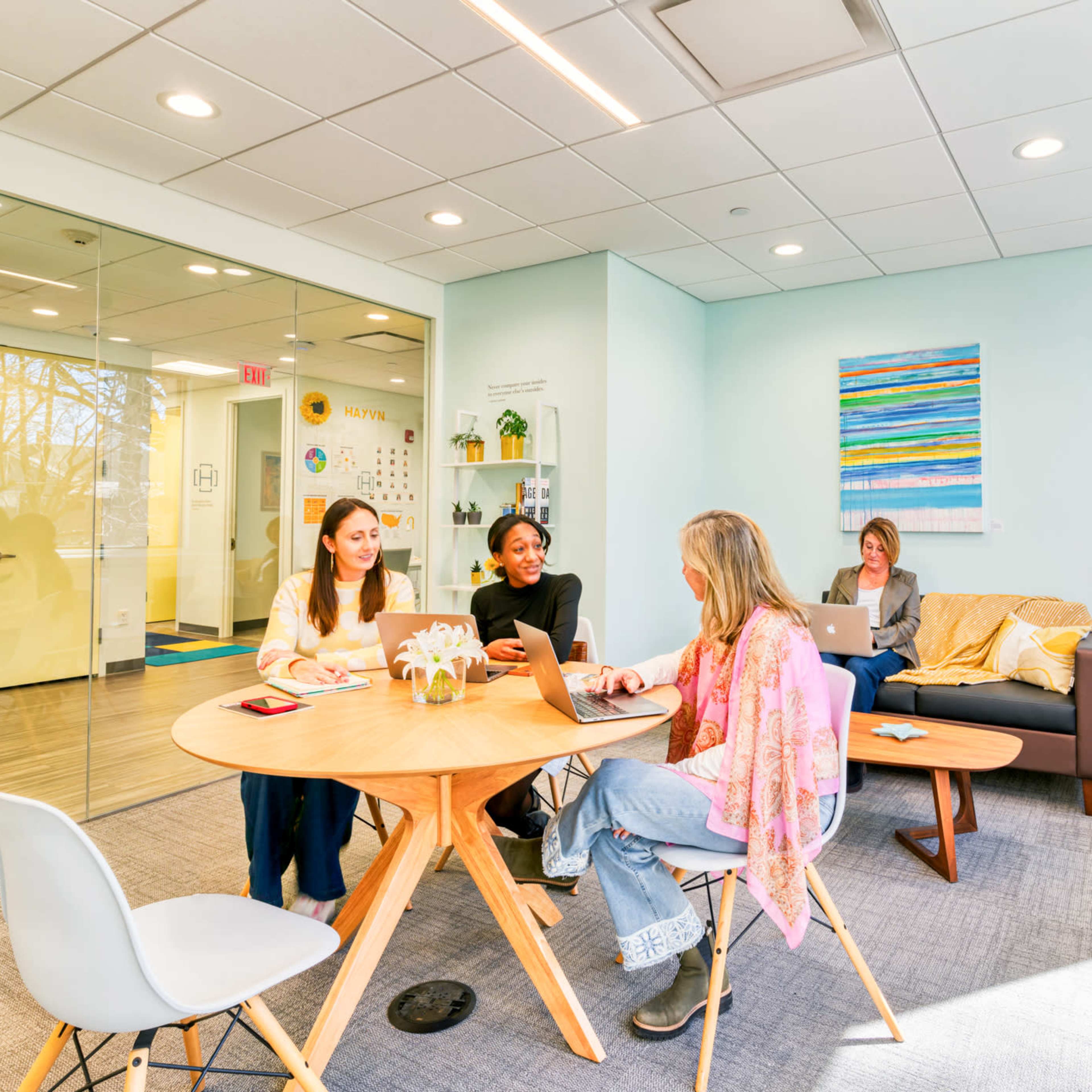 Collaborative Meeting Room Light Filled, Comfortable, Cozy Couch, Round Conference tTable , Sits 10,  in Greenwich, CT Image in Old Greenwich, Greenwich, CT