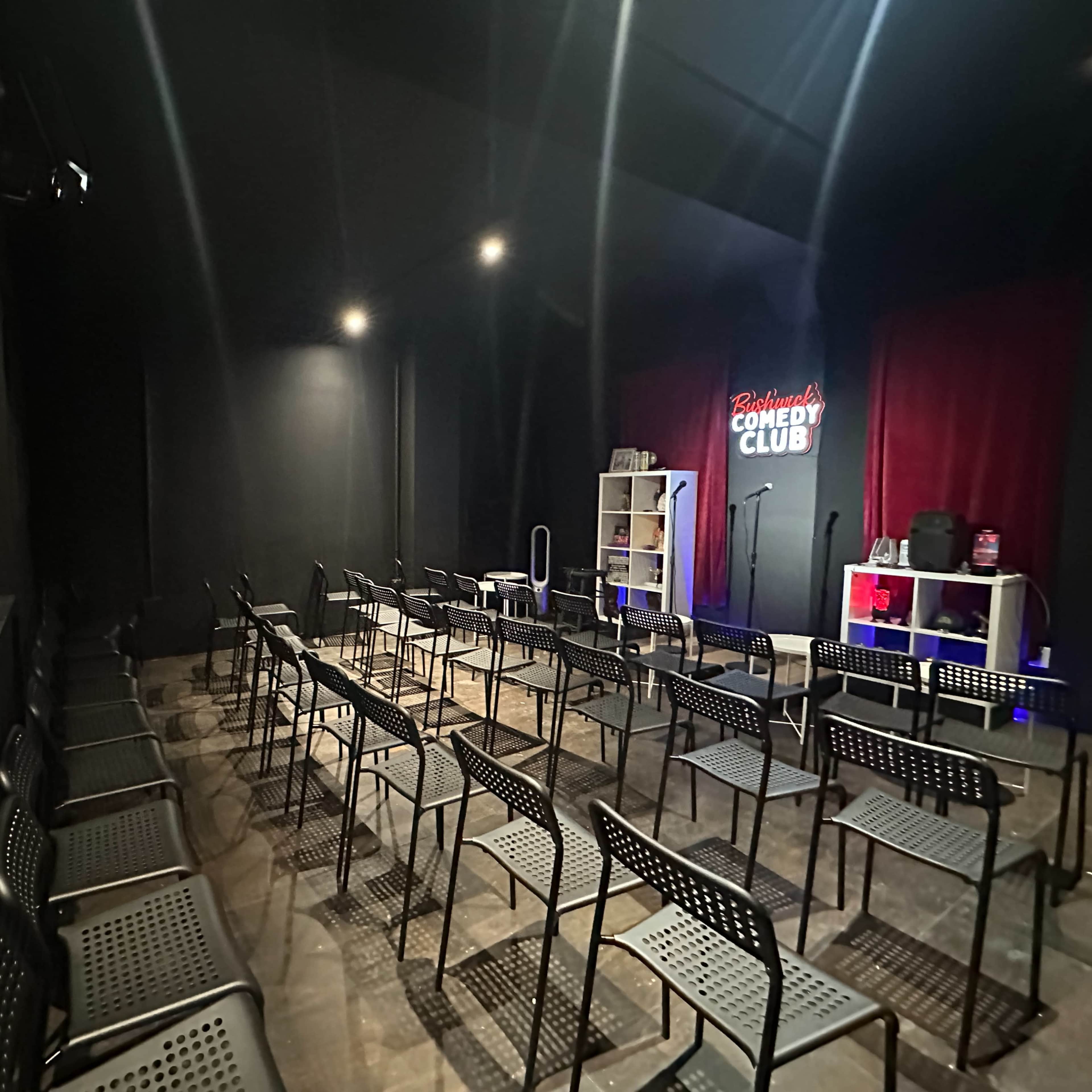 Cool lounge and showroom with bar and stage Image in Bushwick, Brooklyn, NY