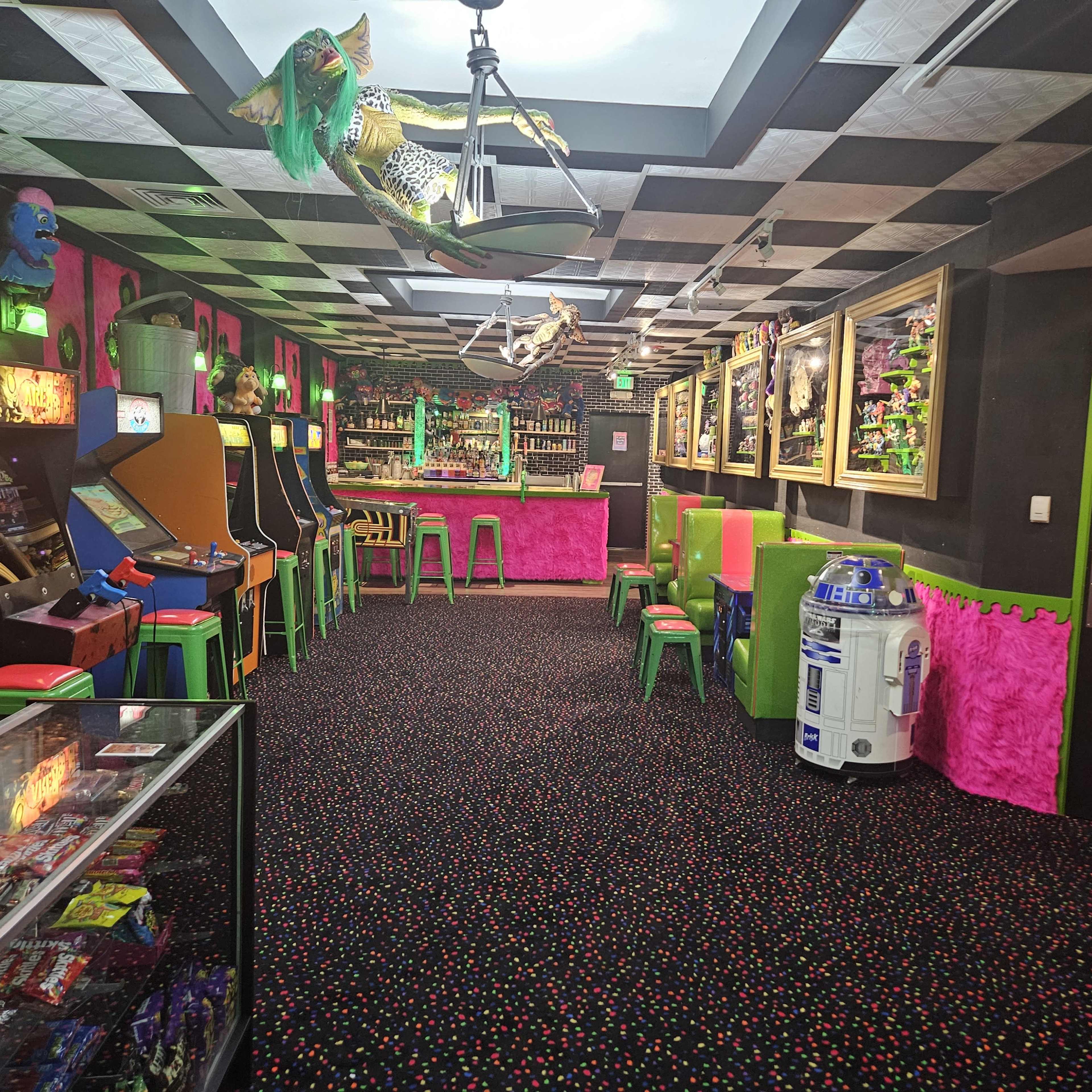 Unique venue with free play arcade, full bar, international snacks, stage and theater seating Image in Golden, Golden, CO