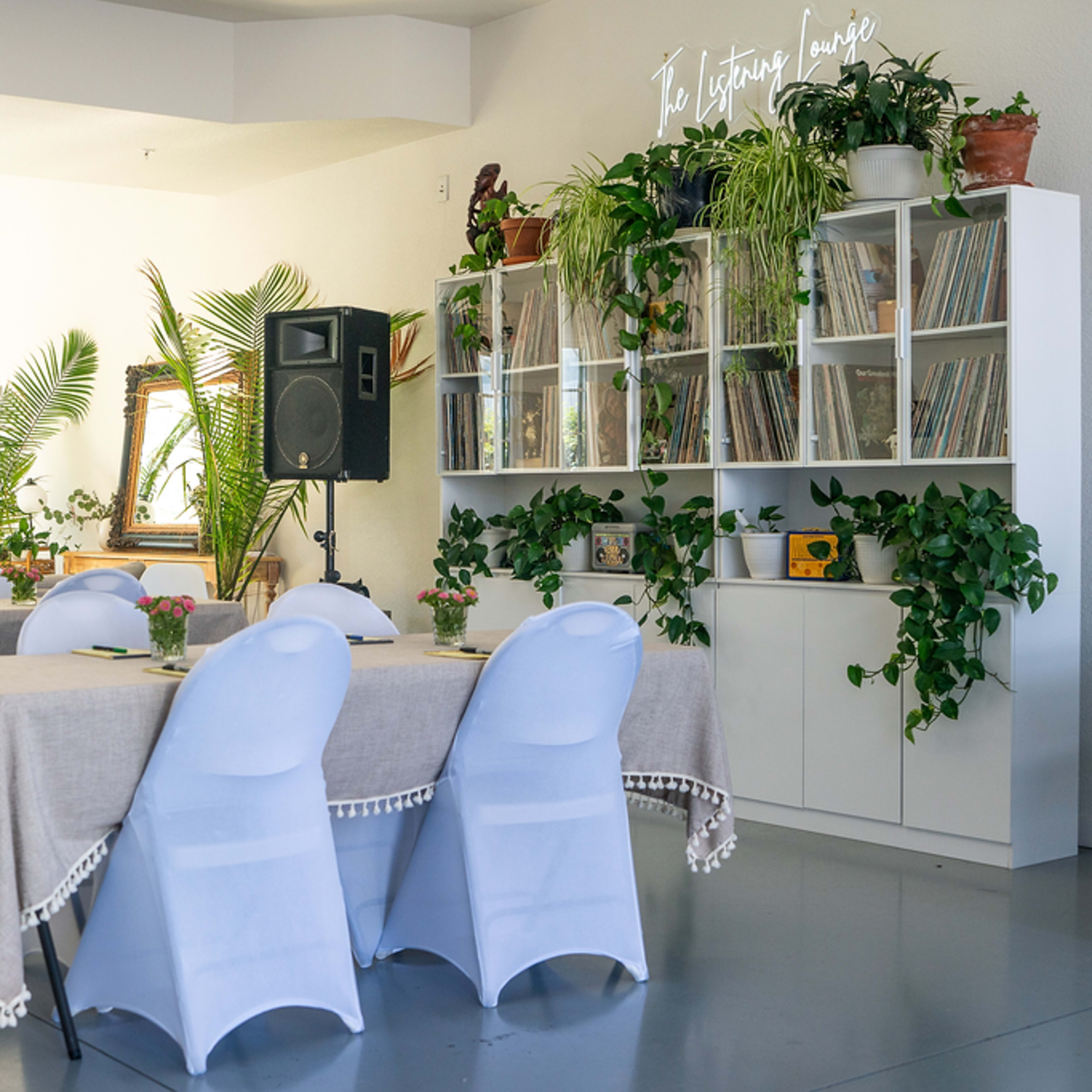 Beautifully Designed Meeting Space with Natural Light, Plants, Bar Set-up, Design-Forward Image in Richmond, Richmond, CA