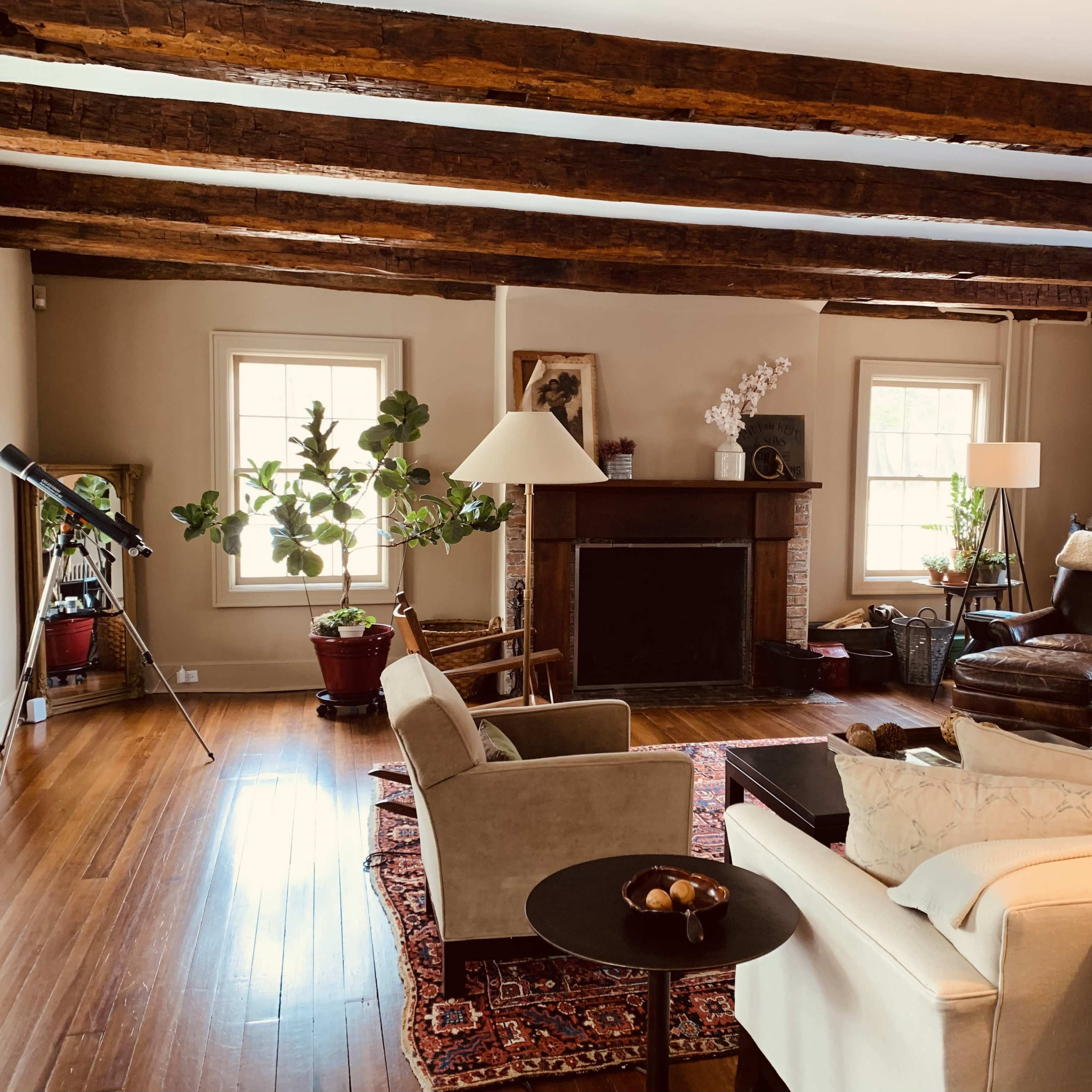 Historic country farmhouse with running brook and stonewalls. Image in Washington, Millbrook, NY
