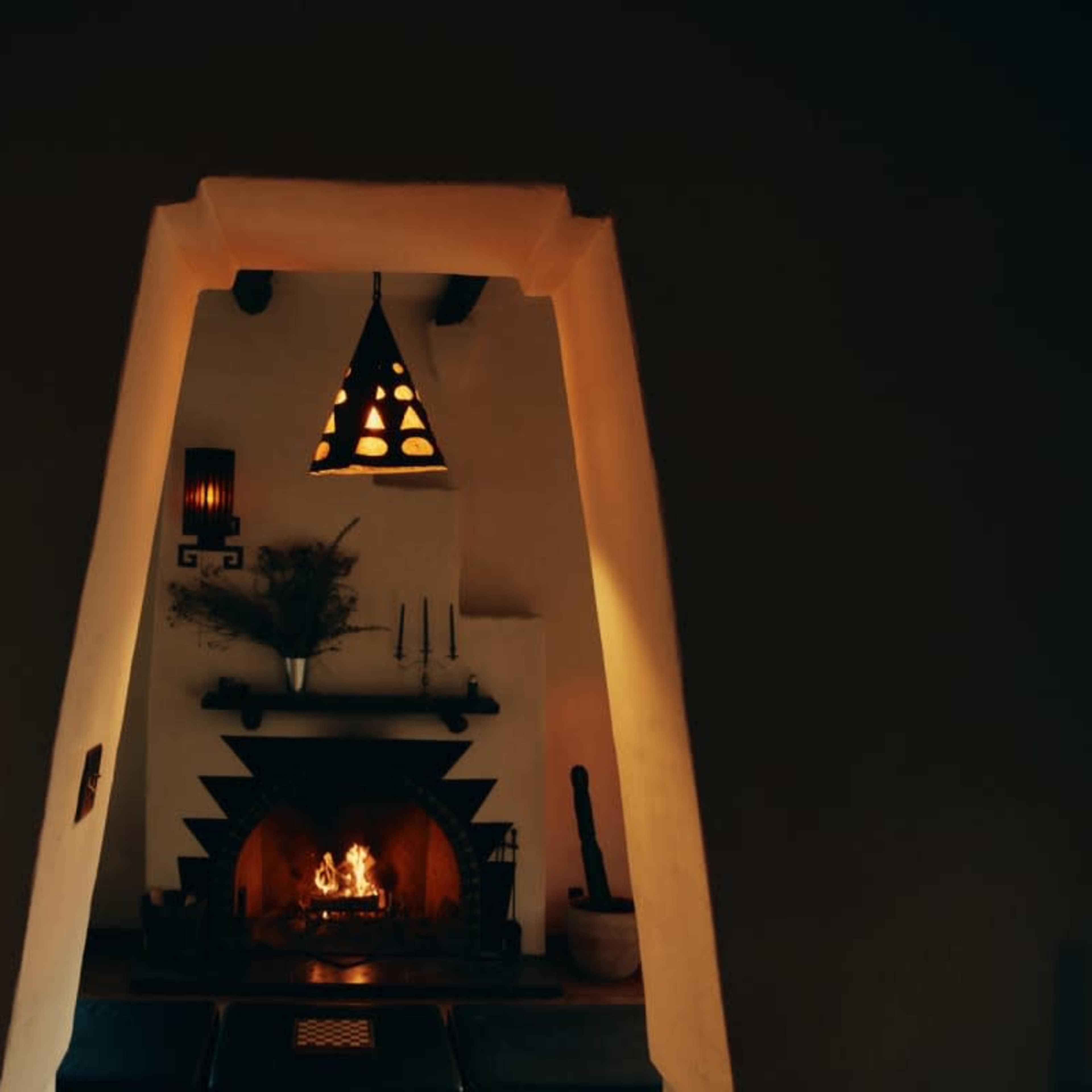 Unique Pueblo Mayan Revival House with high ceiling fireplace room Image in Echo Park, Los Angeles, CA