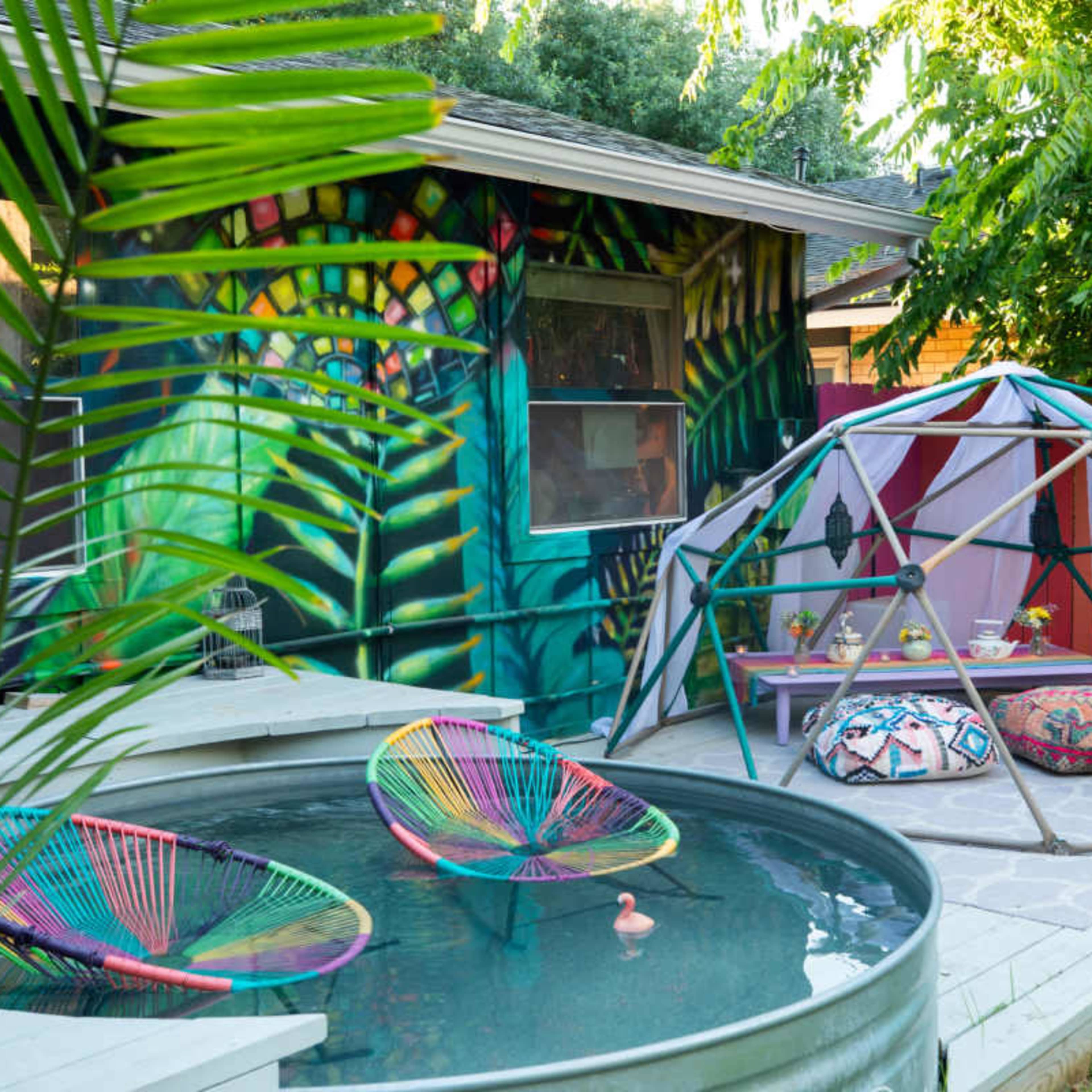 Eccentric Boutique Home w/ Costume Closet, Colorful Yard, & Cowboy Pool Image in Garrison Park, Austin, TX