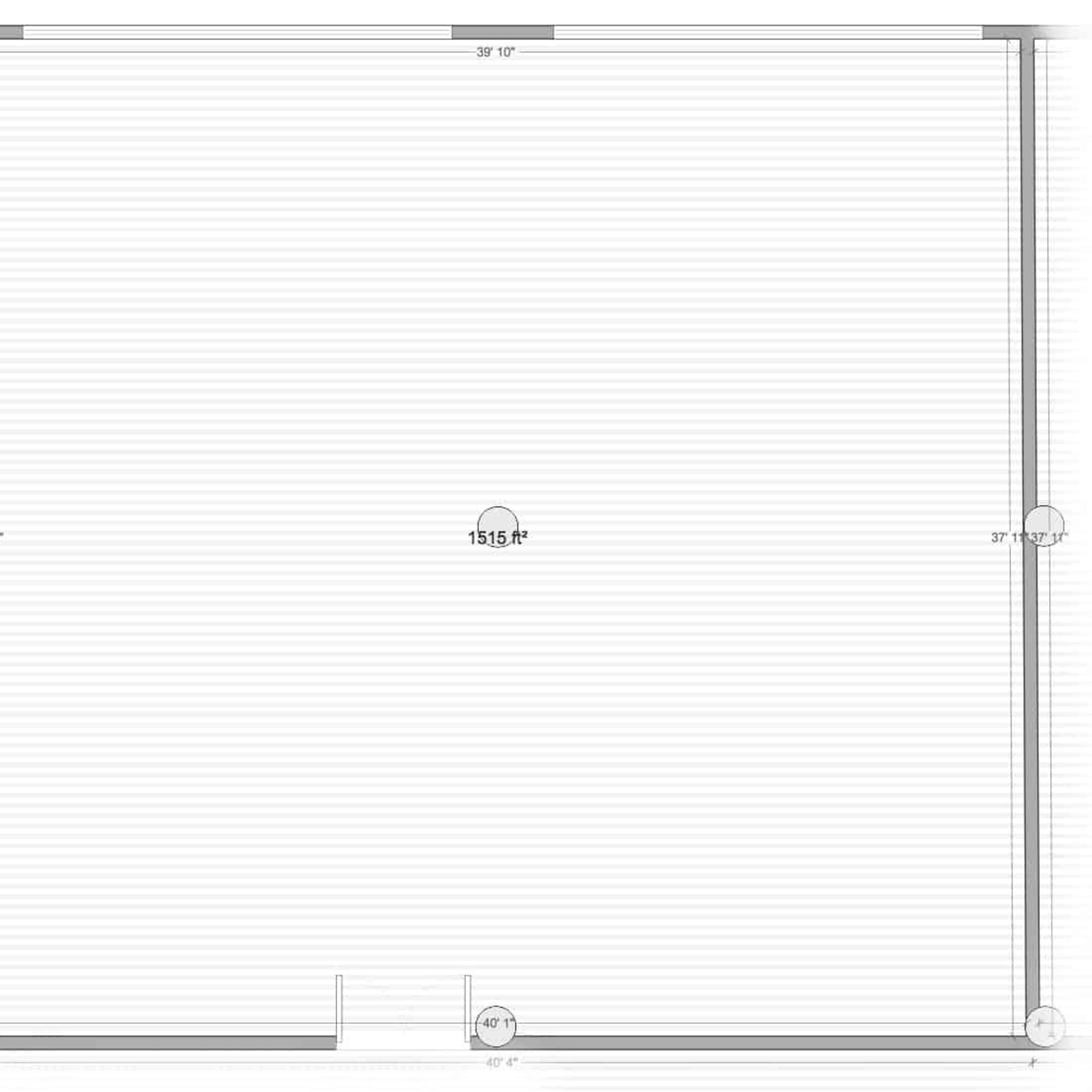 A blueprint of a rectangular floor plan, with dimensions labeled on each side.