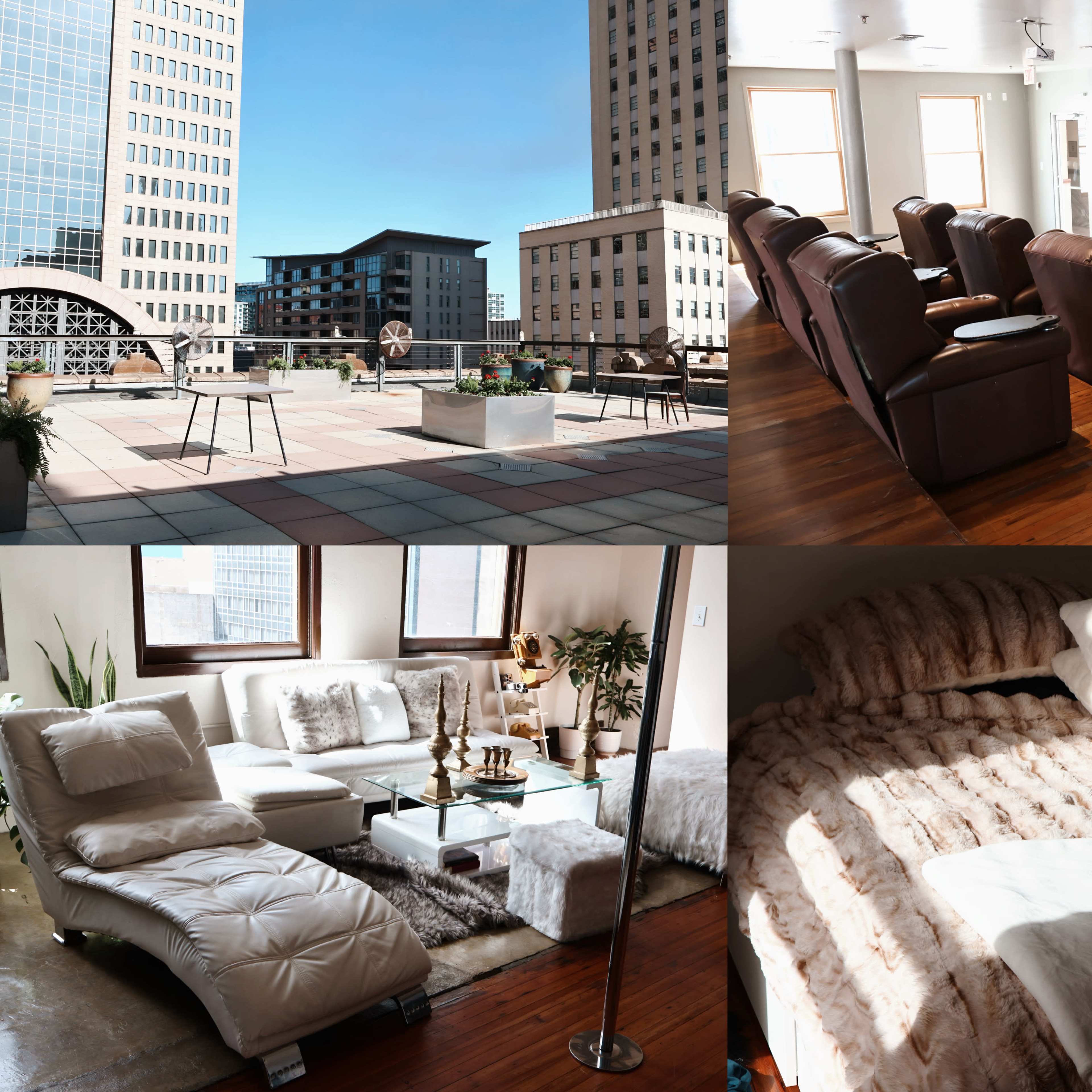Must See! Downtown Rooftop Loft With Movie Theatre & Amazing Skyline Views For Photos, Videos, Screenings, Intimate Events & More. Image in Dallas Downtown Historic District, Dallas, TX