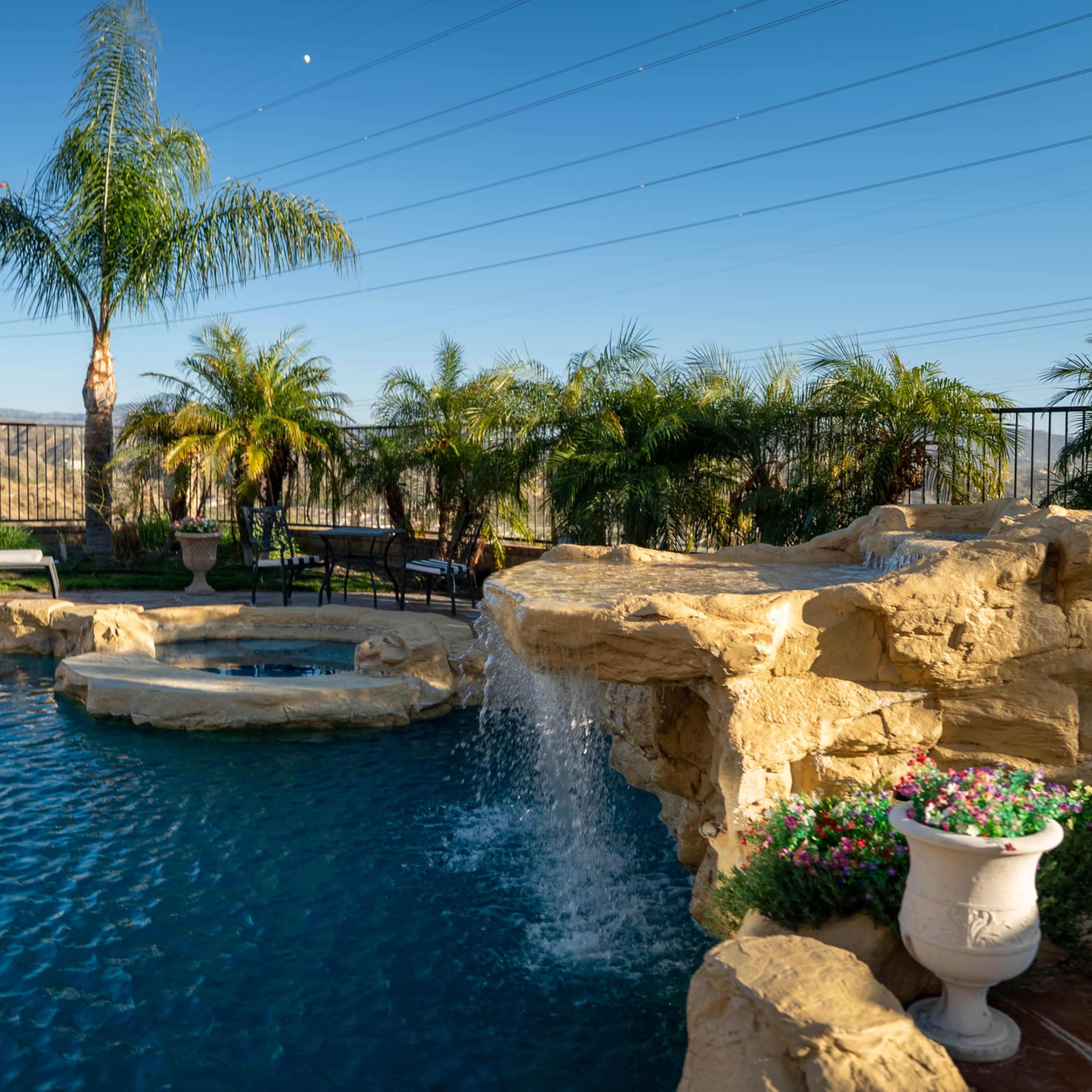 Luxury Villa: Waterfall Pool with Mountain Views Image in Santa Clarita, Santa Clarita, CA