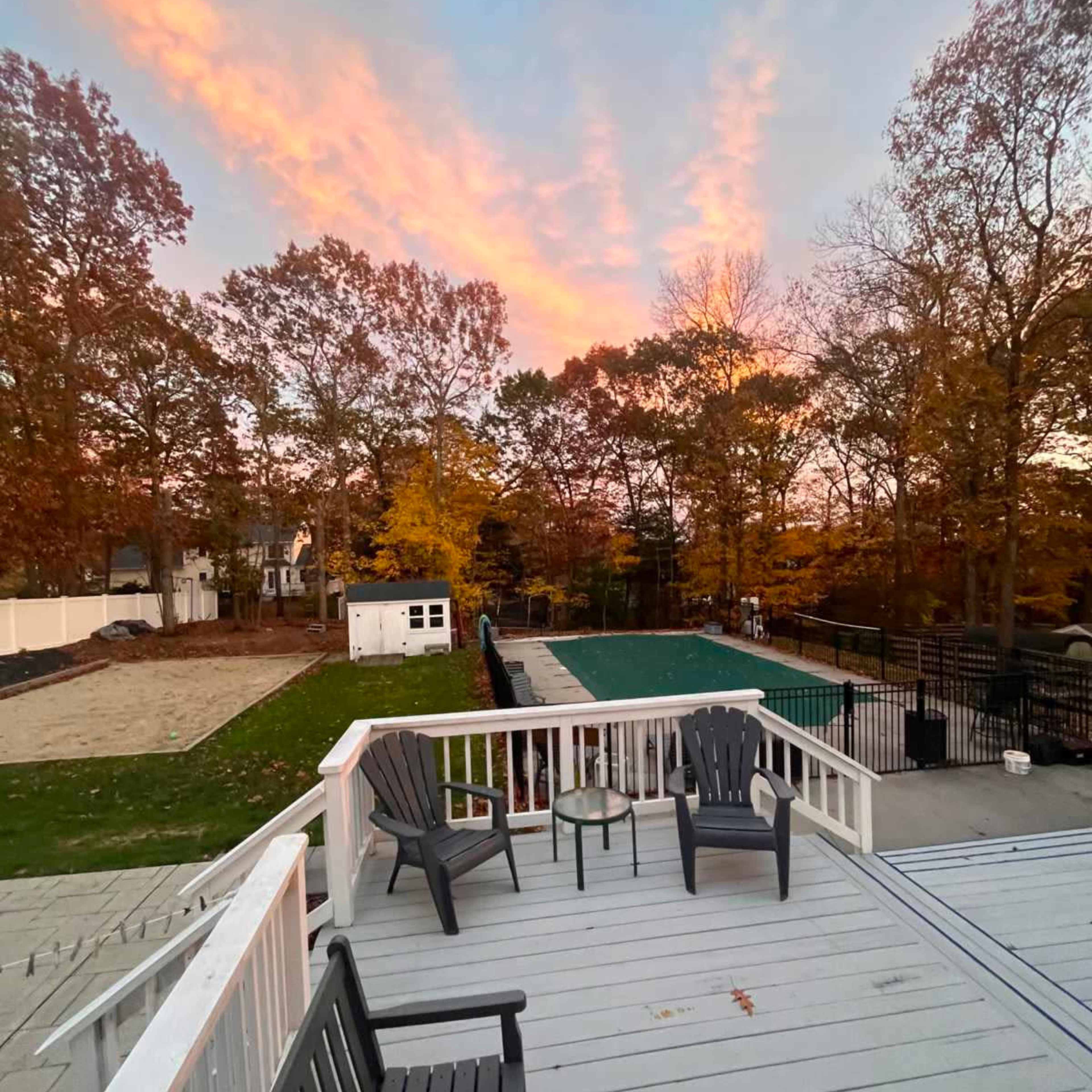 Urban oasis with access to pool, porch, sunsets and backyard entertainment with privacy Image in Plainville, Plainville, MA