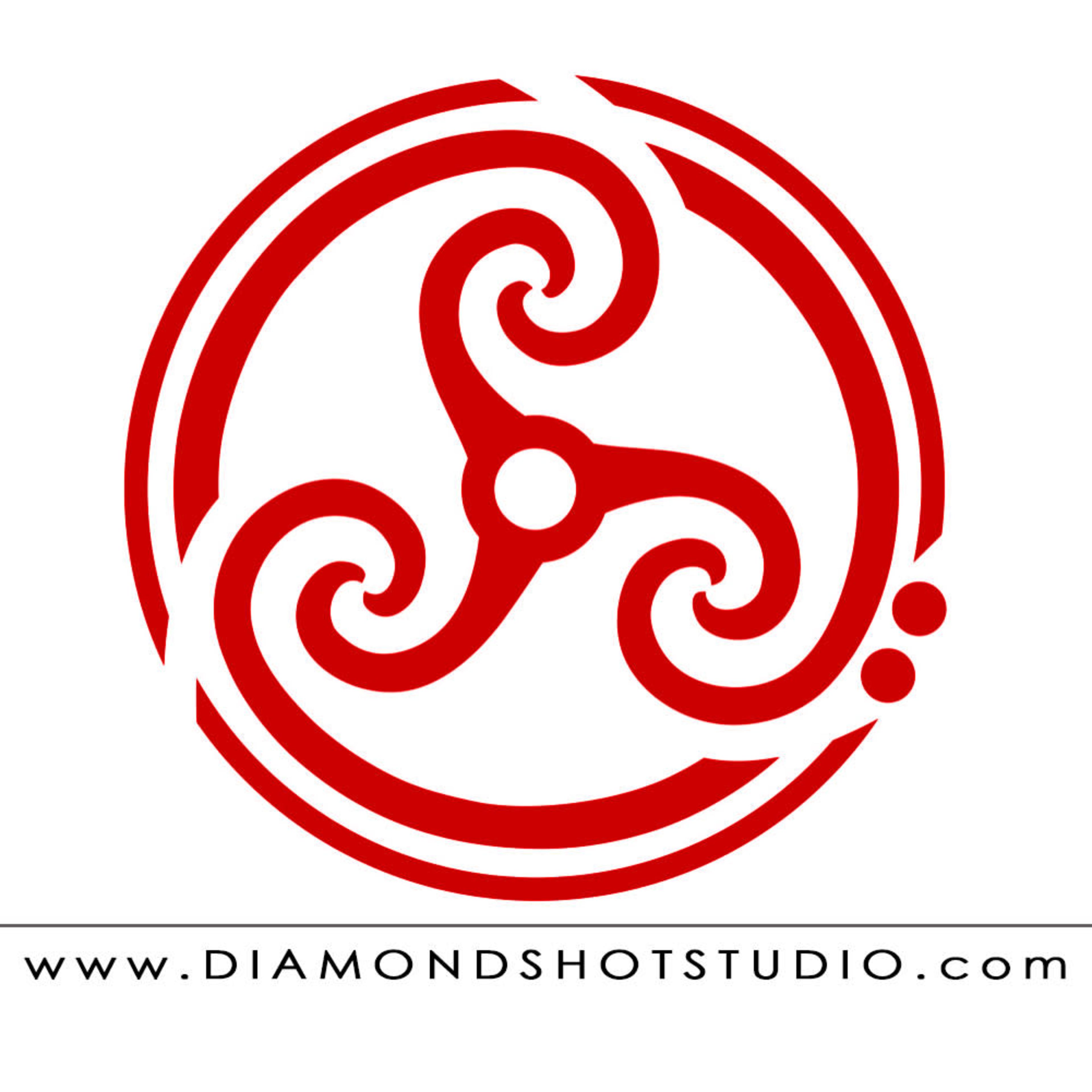 A red circular logo with a stylized swirling design and the text "www.DIAMONDSHOTSTUDIO.com" beneath it.