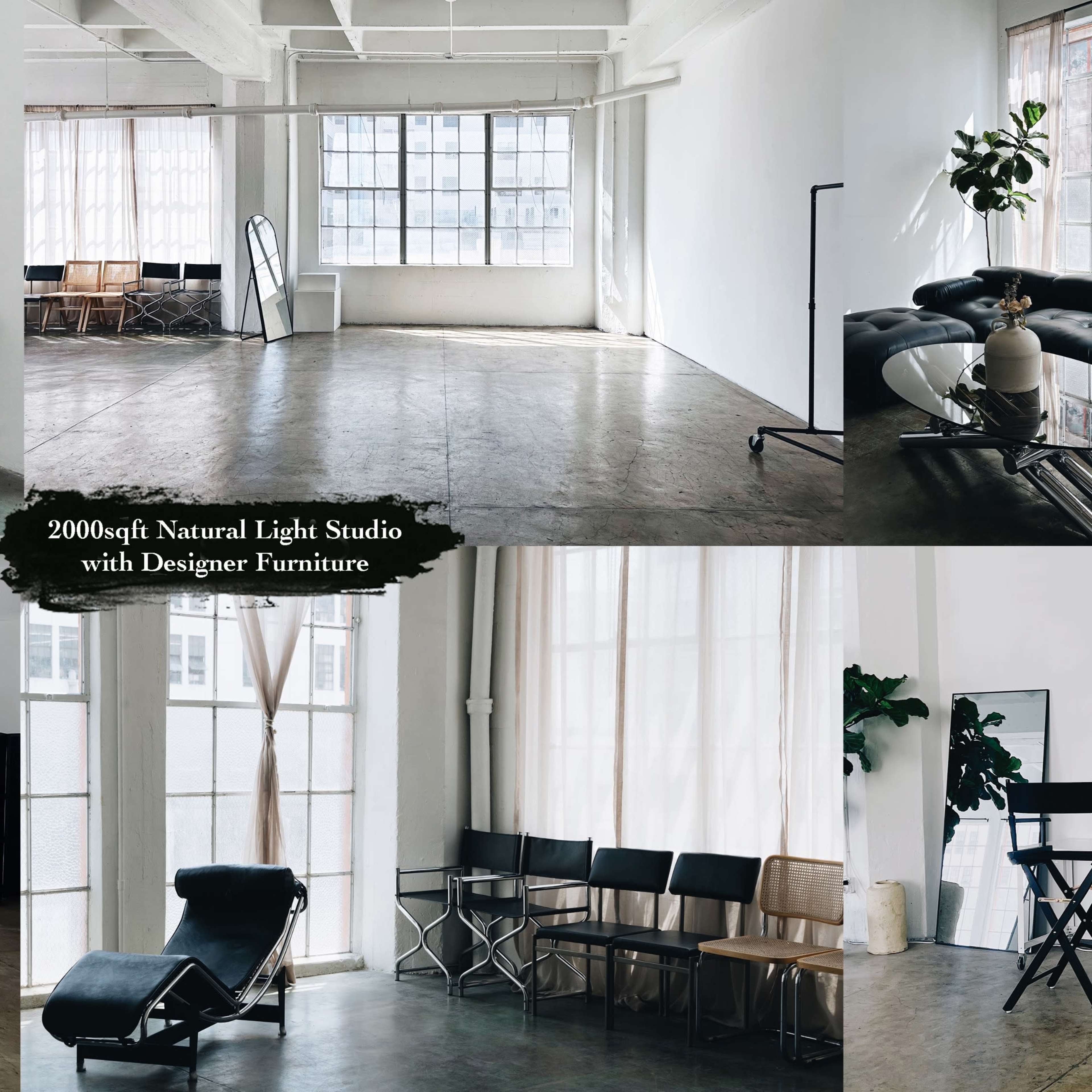 Spacious Natural Light Loft with Cyc Wall, Designer Furniture, Lighting Equipment and AC Image in Central LA, Los Angeles, CA