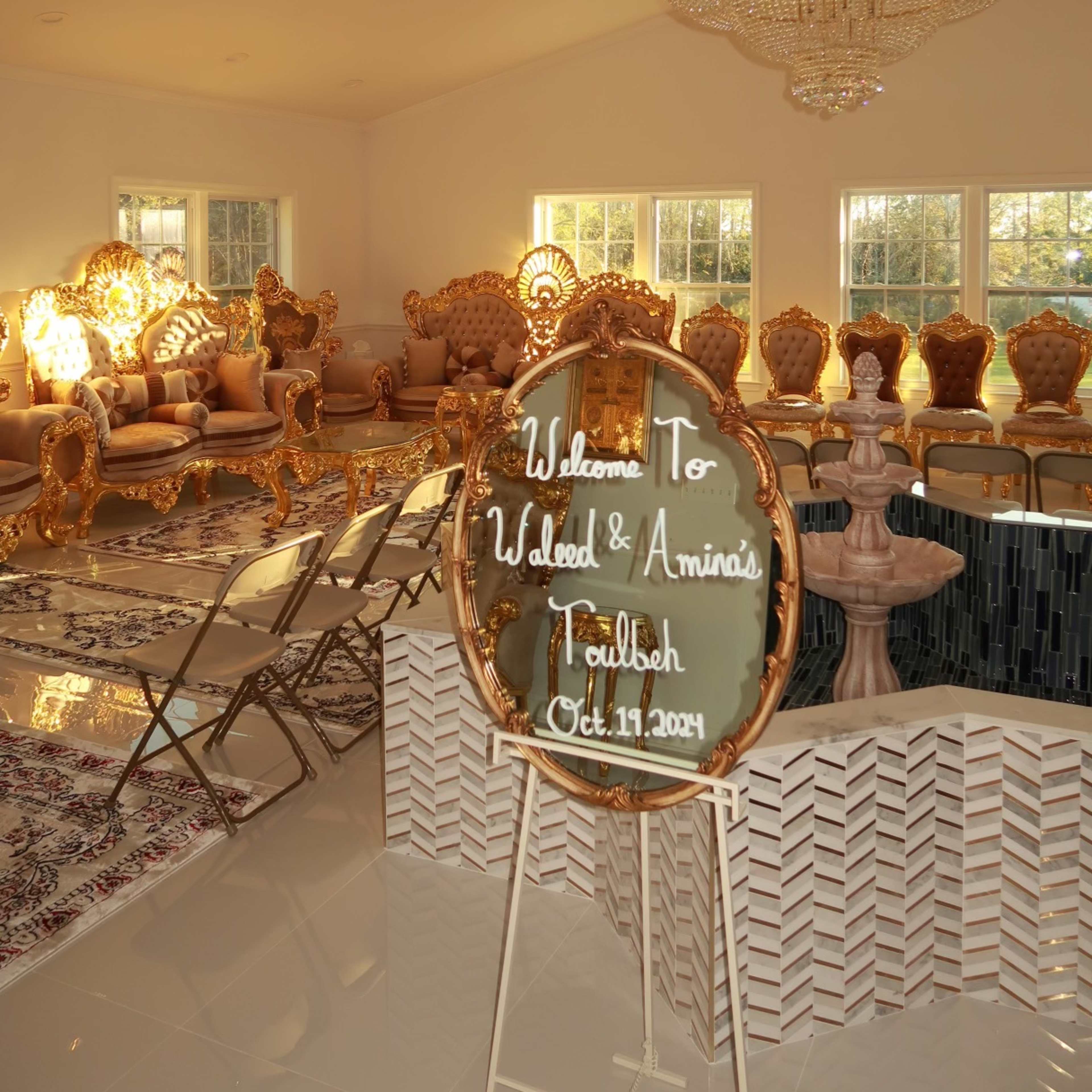 Stunning Dual-Level Event Space in Loudoun County – Elegant Ballroom Theme with Fountain, Kitchenette, and Full Amenities Image in Waterford, Hamilton, VA