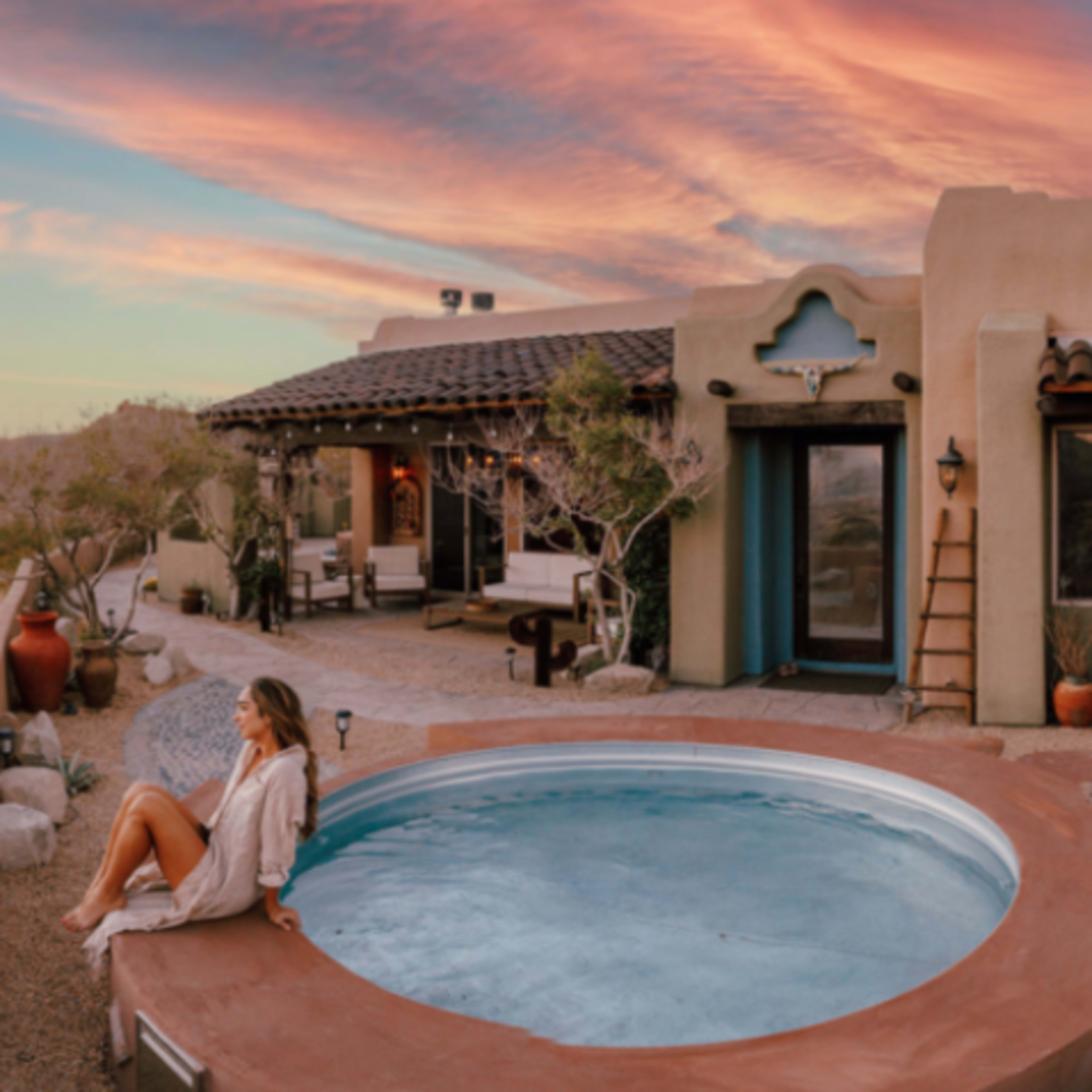 Saguaro Ridge by Fieldtrip | Boulder Estate w/ Mtn Views, Hot Tub, Soaking Pool & Yoga Deck Image in Yucca Valley, Yucca Valley, CA