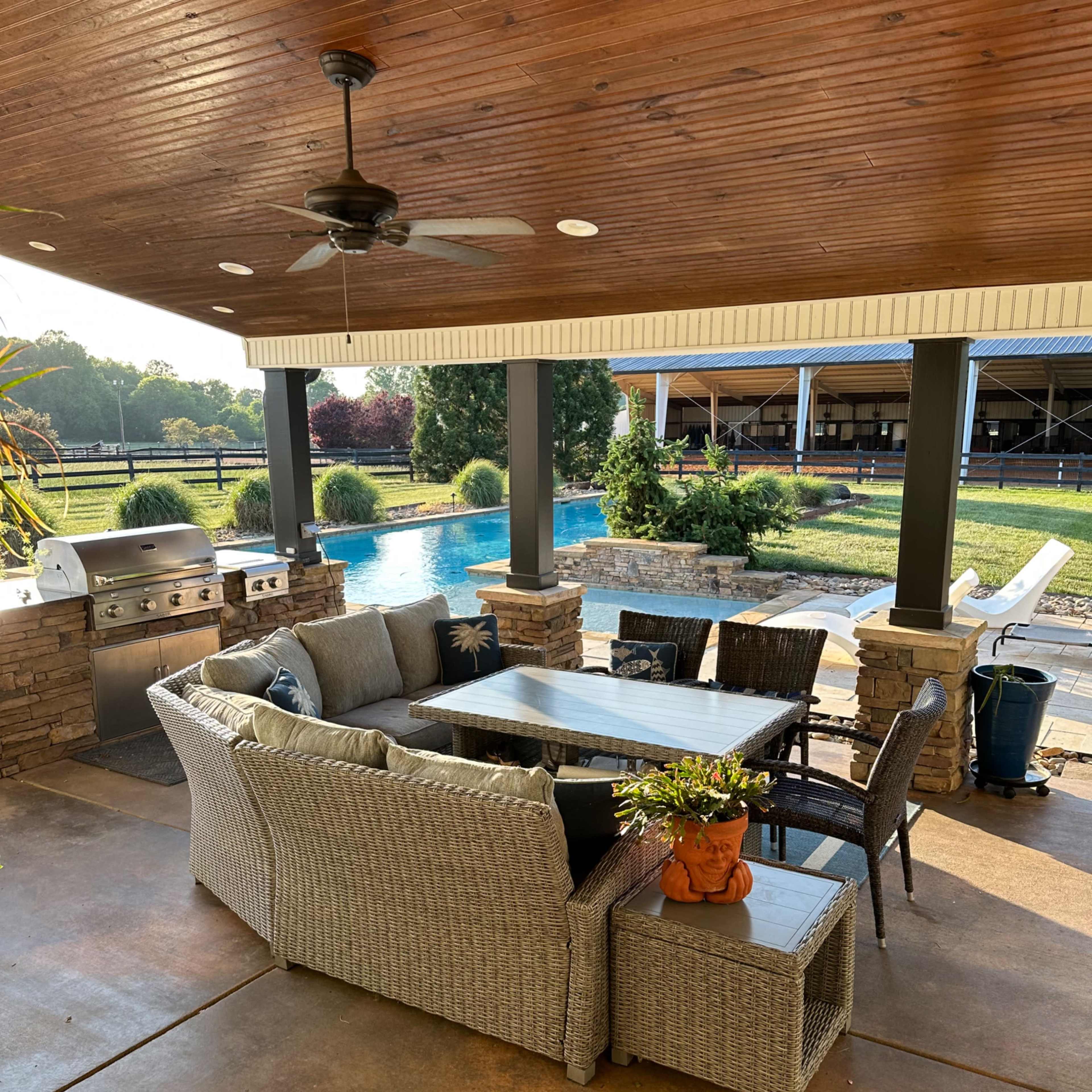 Spacious countryside farm with open pastures and stunning pool Image in , Mount Ulla, NC