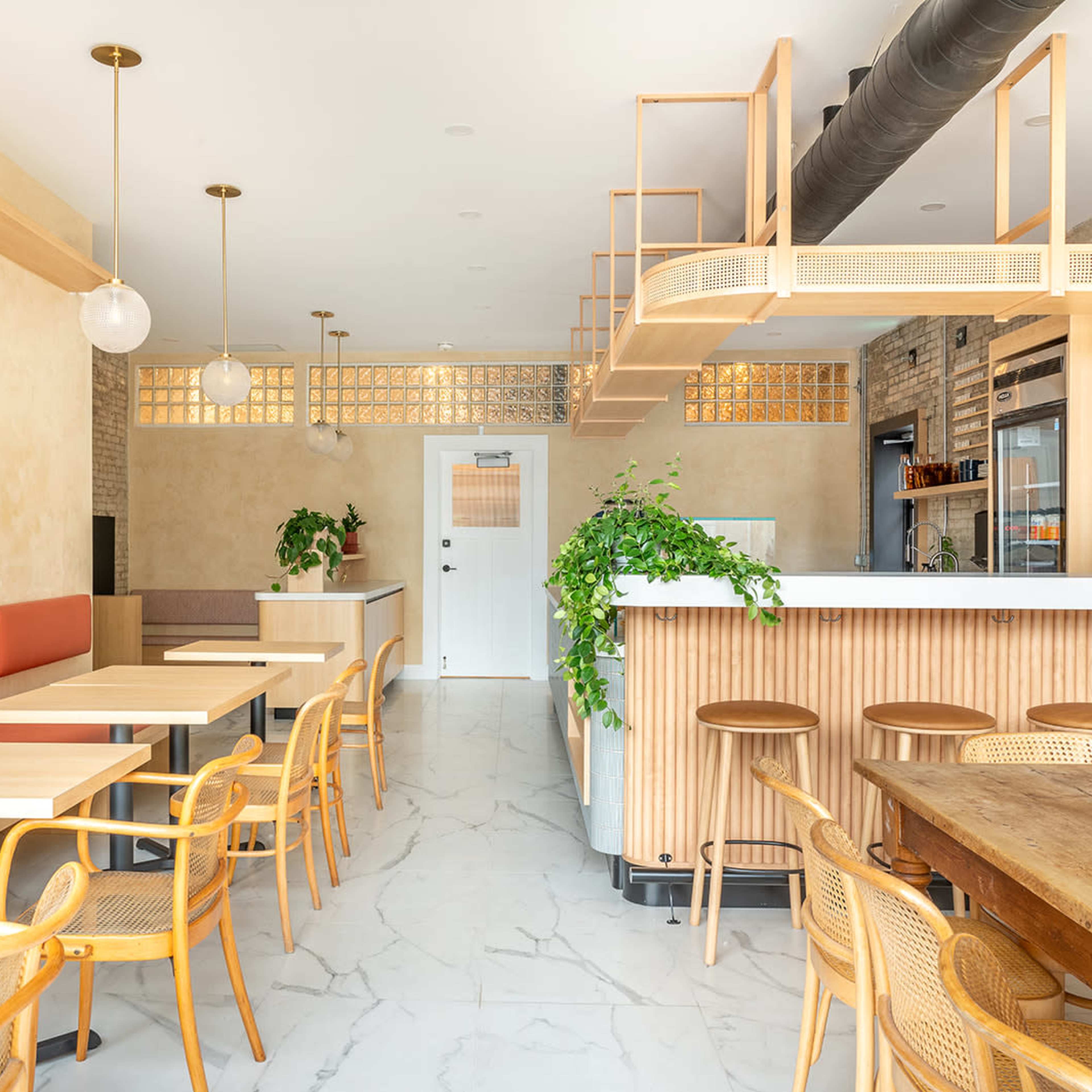 Sunny, Warm Coffee Shop with clean, cozy interior Image in Toronto, Toronto, ON