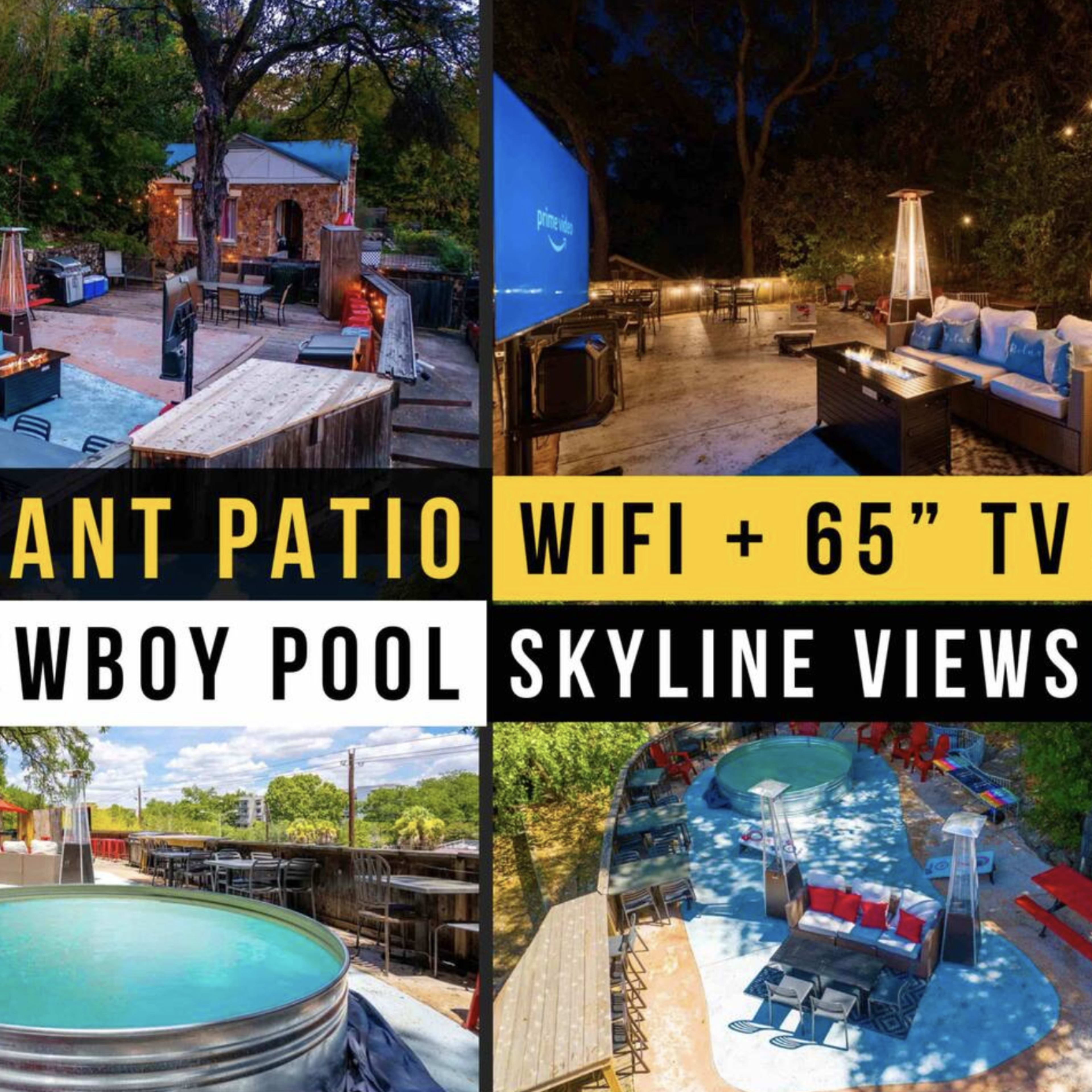 ★ Best ATX Location ★ 2,000 Sq Ft Patio w/ 65" TV, 10' Wide Heated Cowboy Pool Image in Zilker, Austin, TX