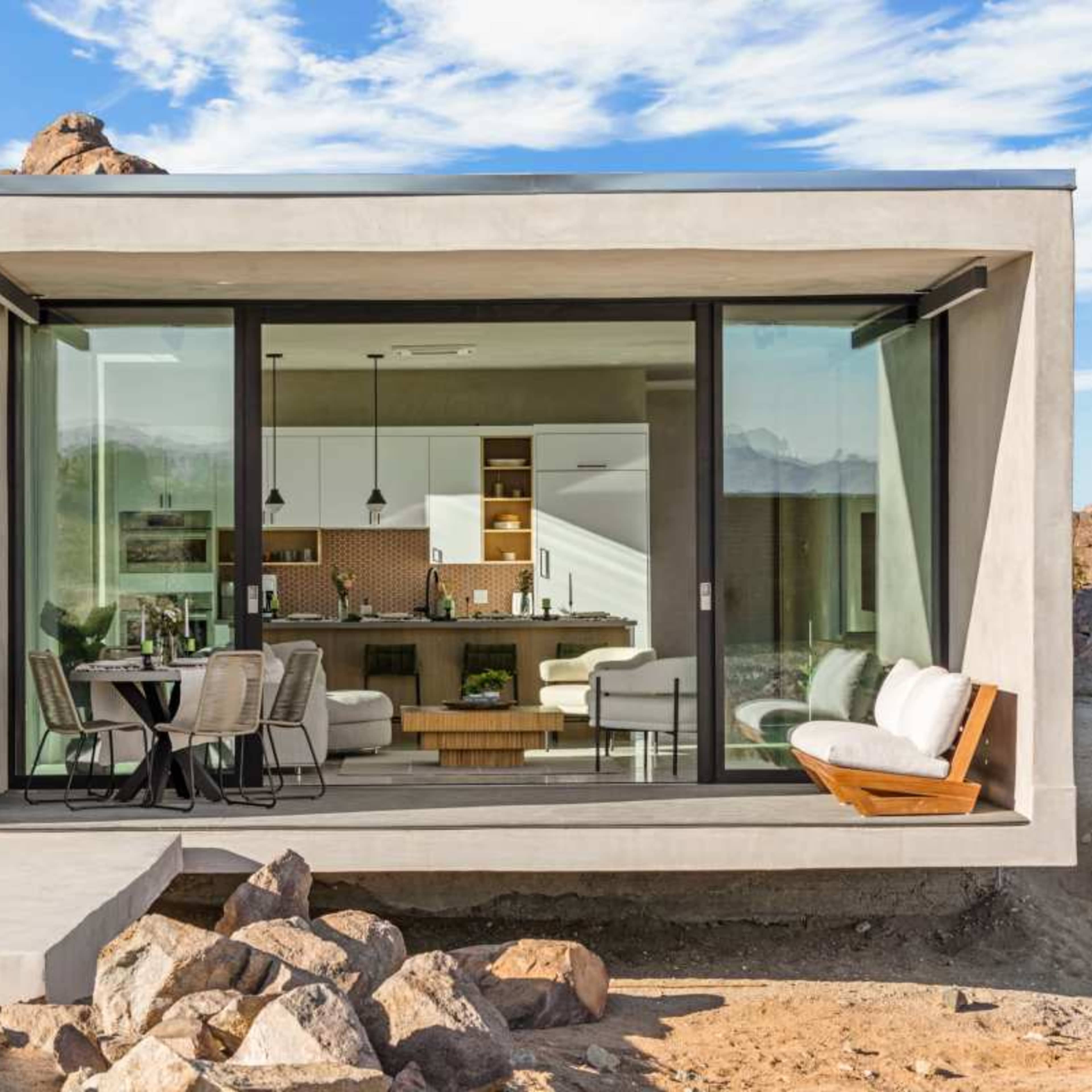 A Modern Rectangular Prism Home w/ Pool & Boulders Image in , Joshua Tree, CA