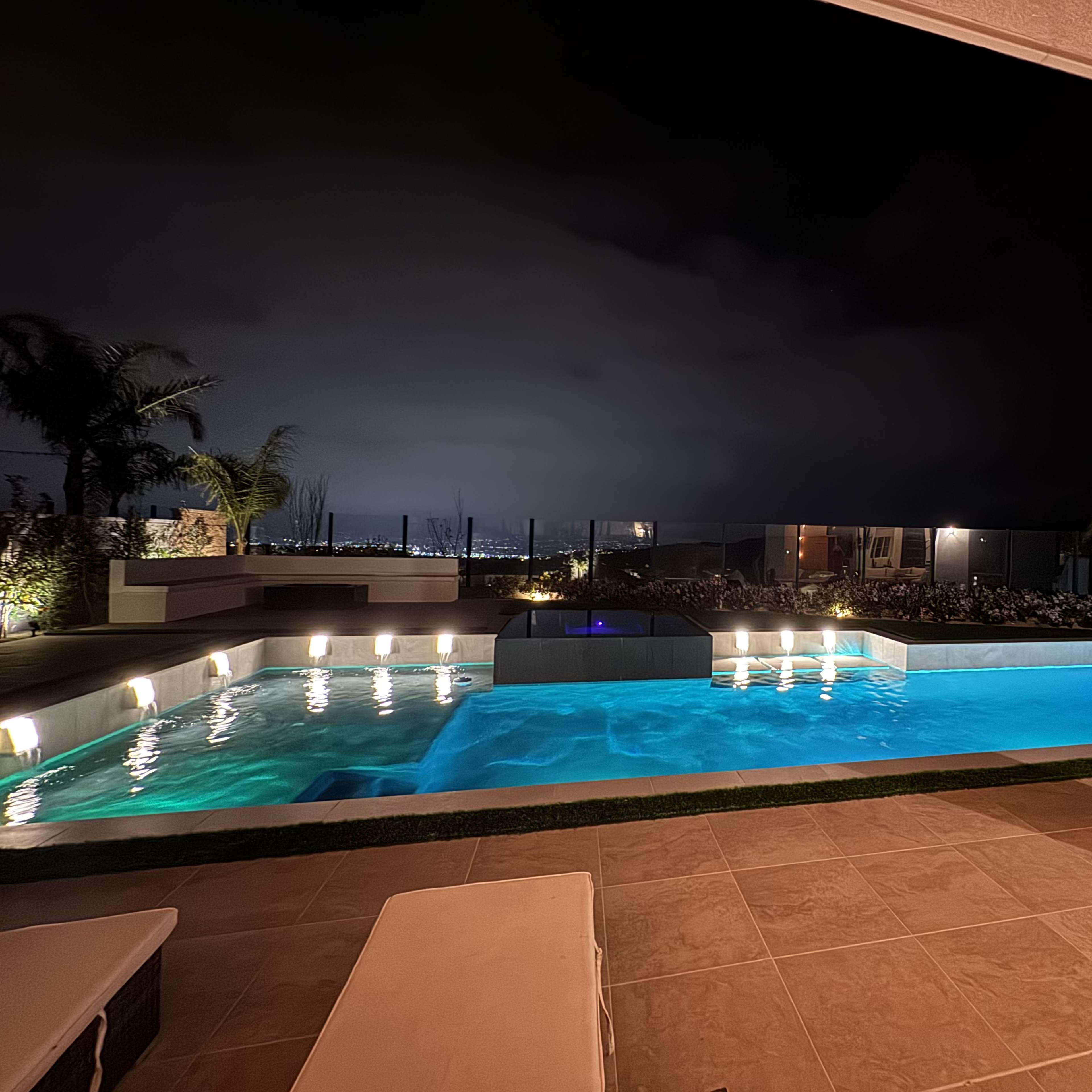Gorgeous Mountain View Outdoor Pool with waterfall and fountains Image in Chatsworth, Los Angeles, CA