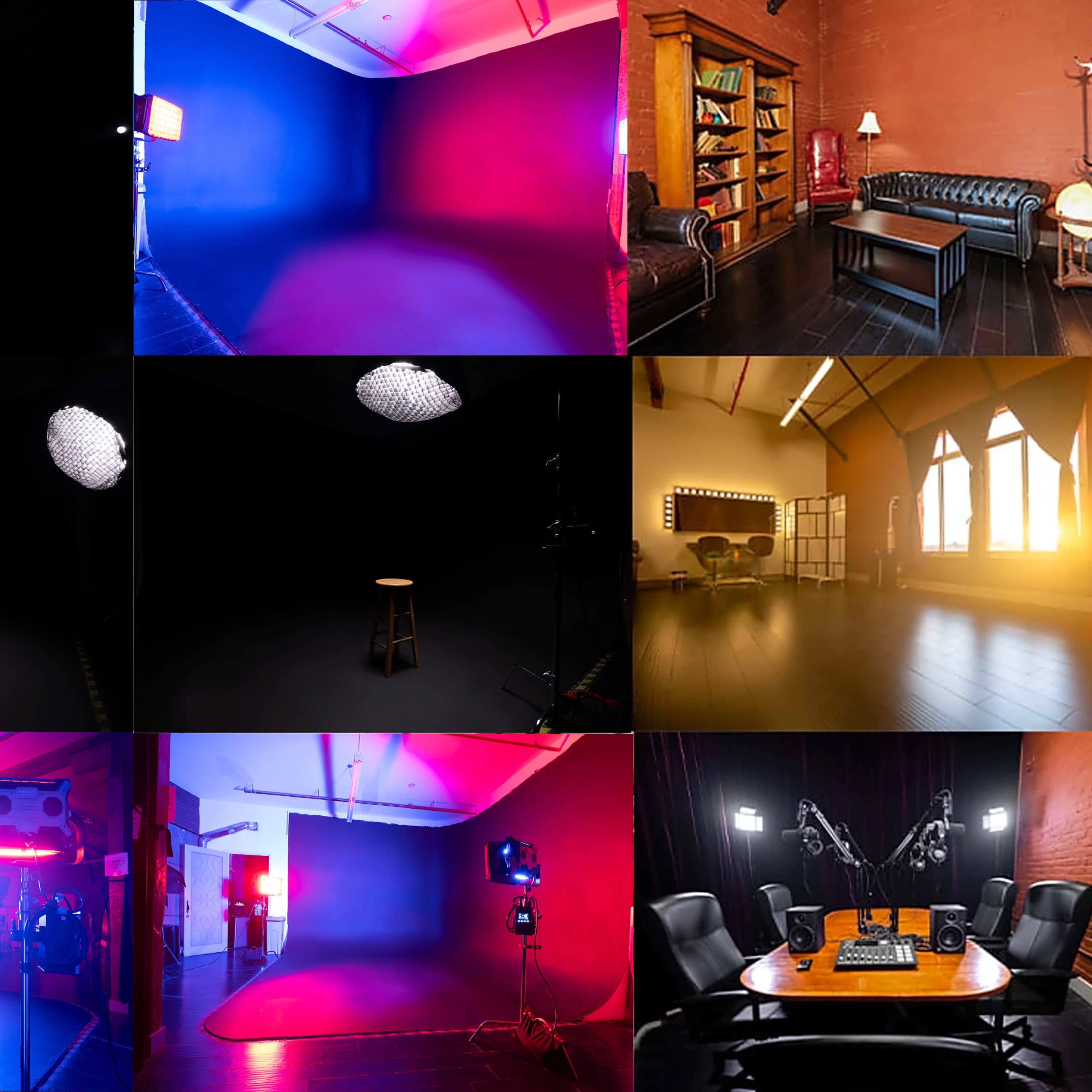 Loft Podcast/Photo/Video Studio in DTLA with Black CYC Wall  and AC Image in Fashion District, Los Angeles, CA