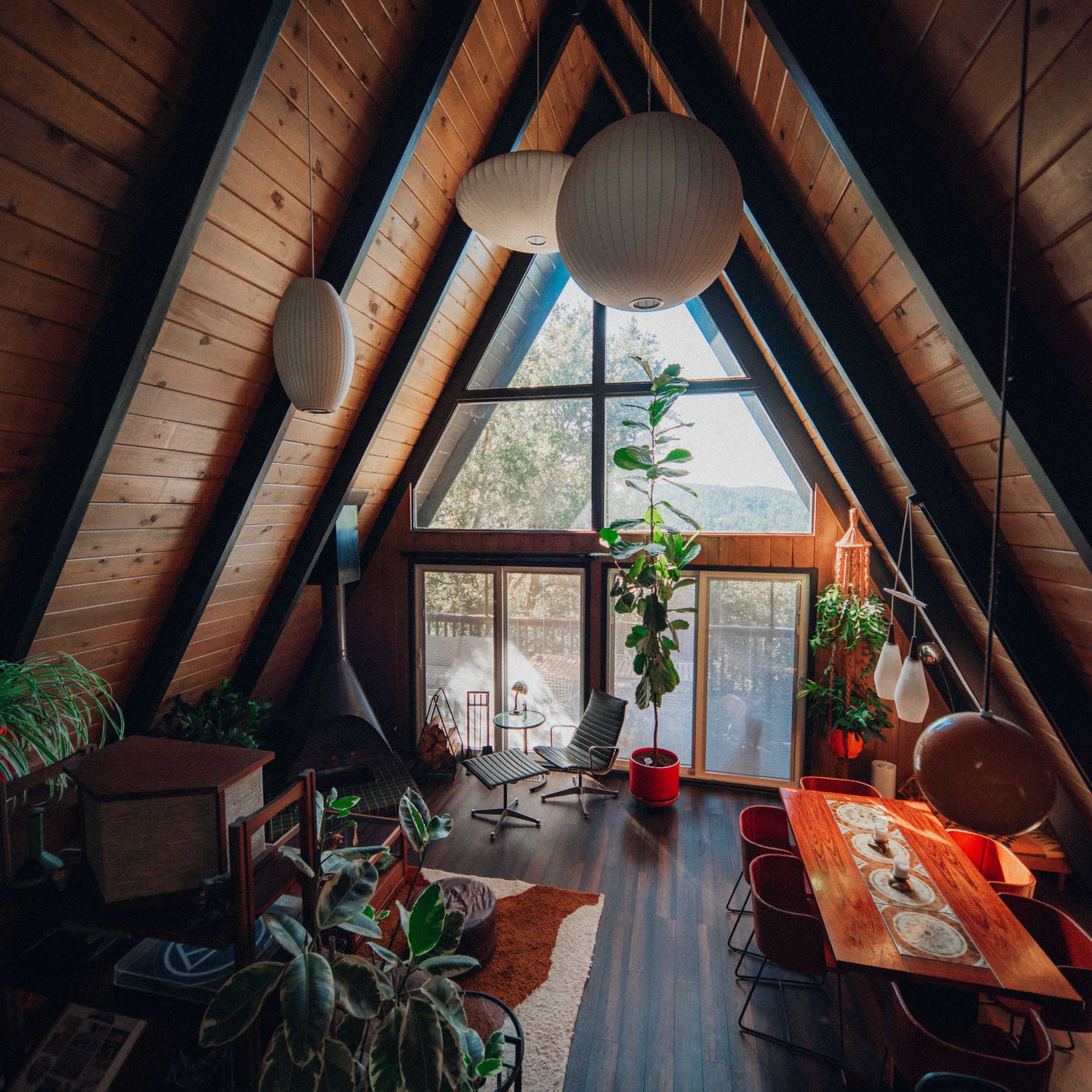 Quiet Mid-Century Mountain A-Frame with Valley View Image in , Lake Arrowhead, CA