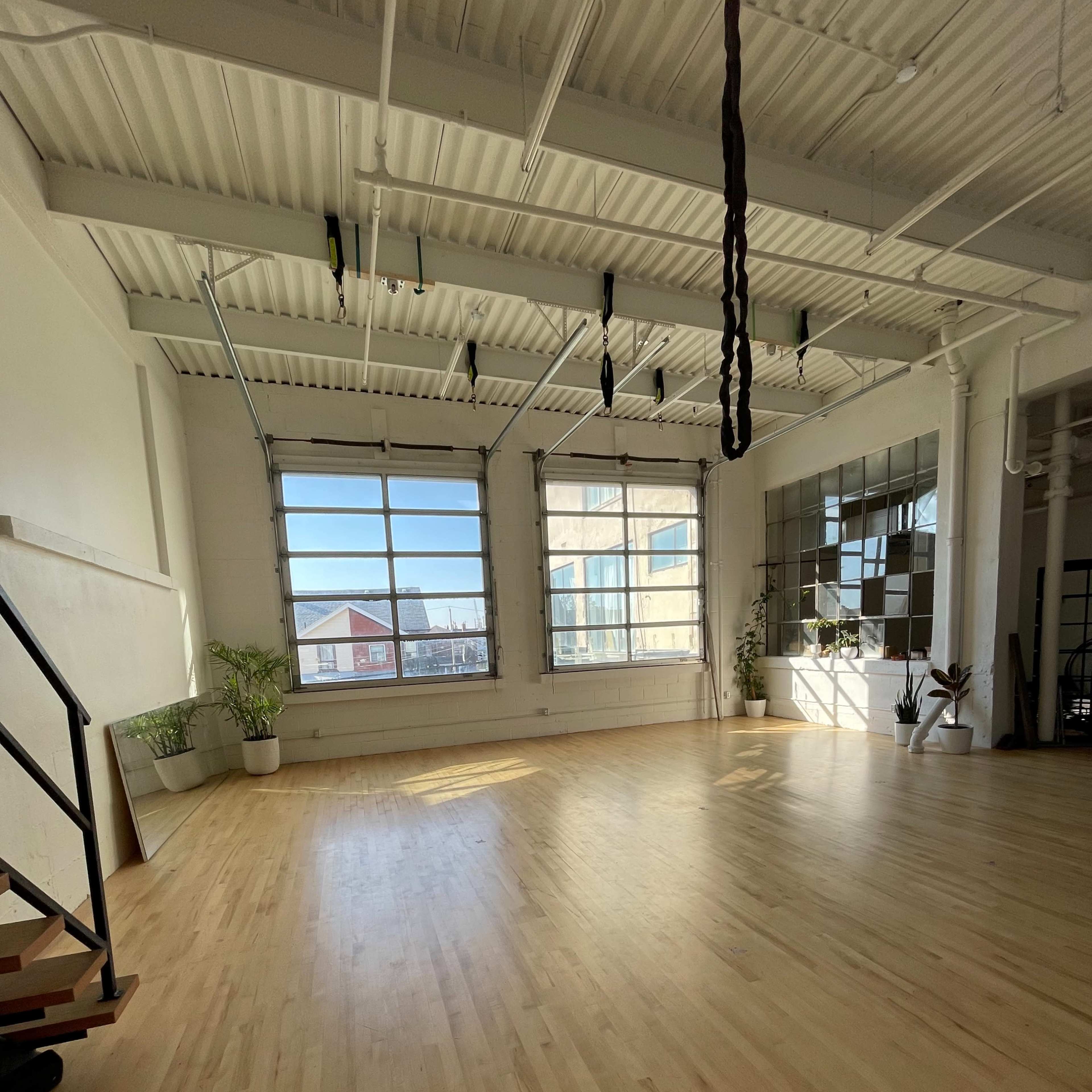 Sun-Drenched Aerial Dance Loft Image in Junction Triangle, Toronto, ON