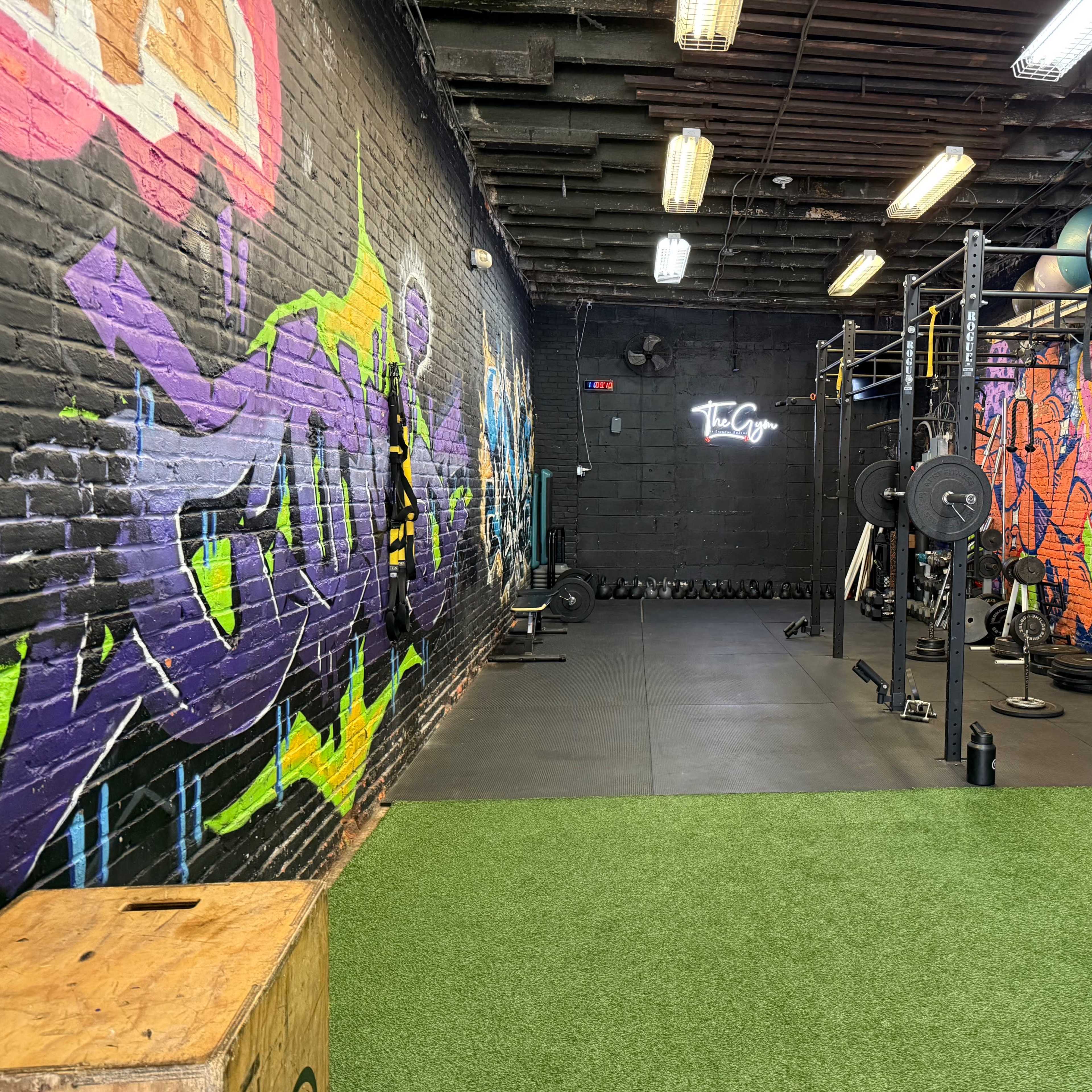 Spacious Garage Gym with Graffiti. Image in North Philadelphia, Philadelphia, PA