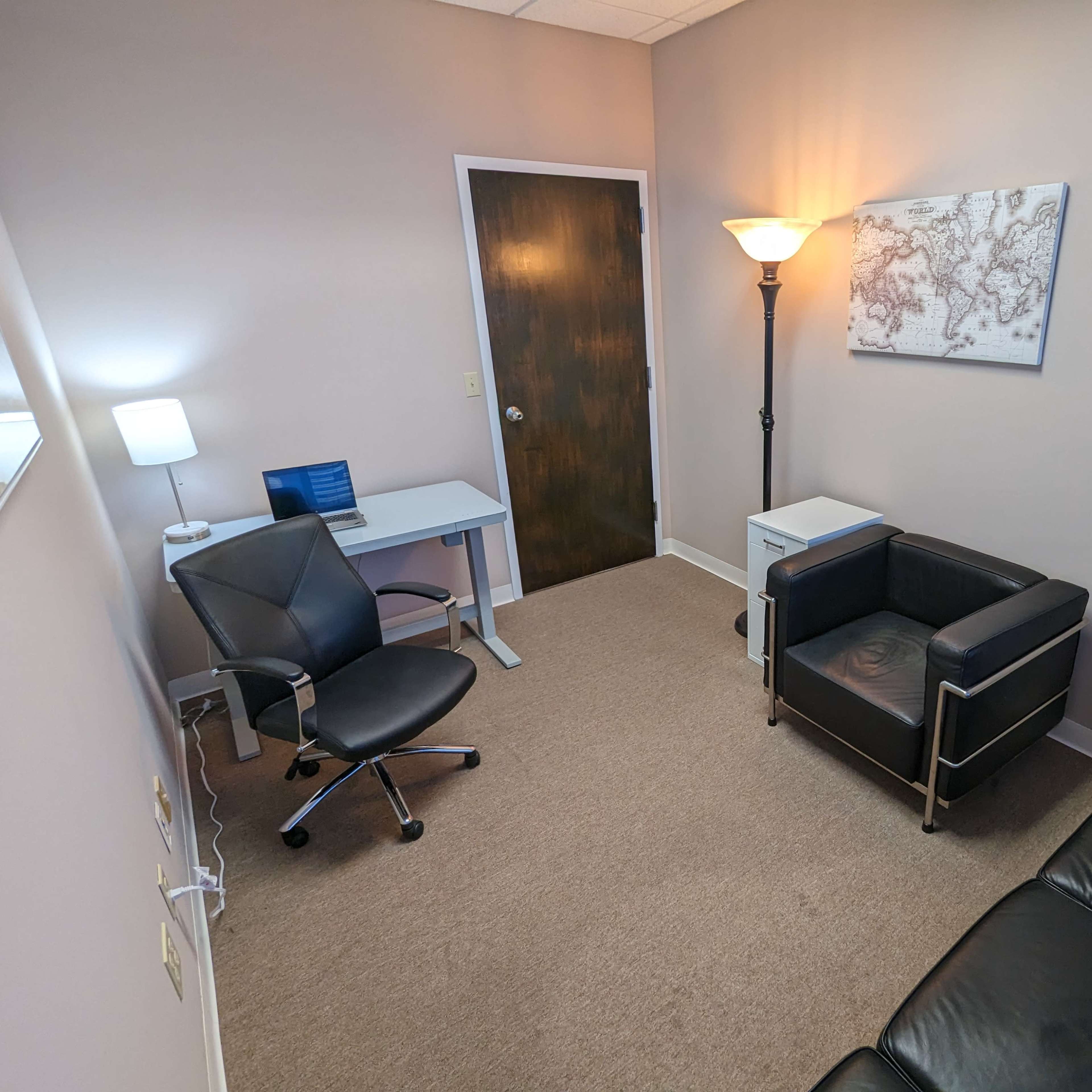 Just outside the downtown area. Large conference room with a smaller office connected by a glass door. Located within a quiet Psychologist's office. Image in West Palm Beach, Haskell, PA