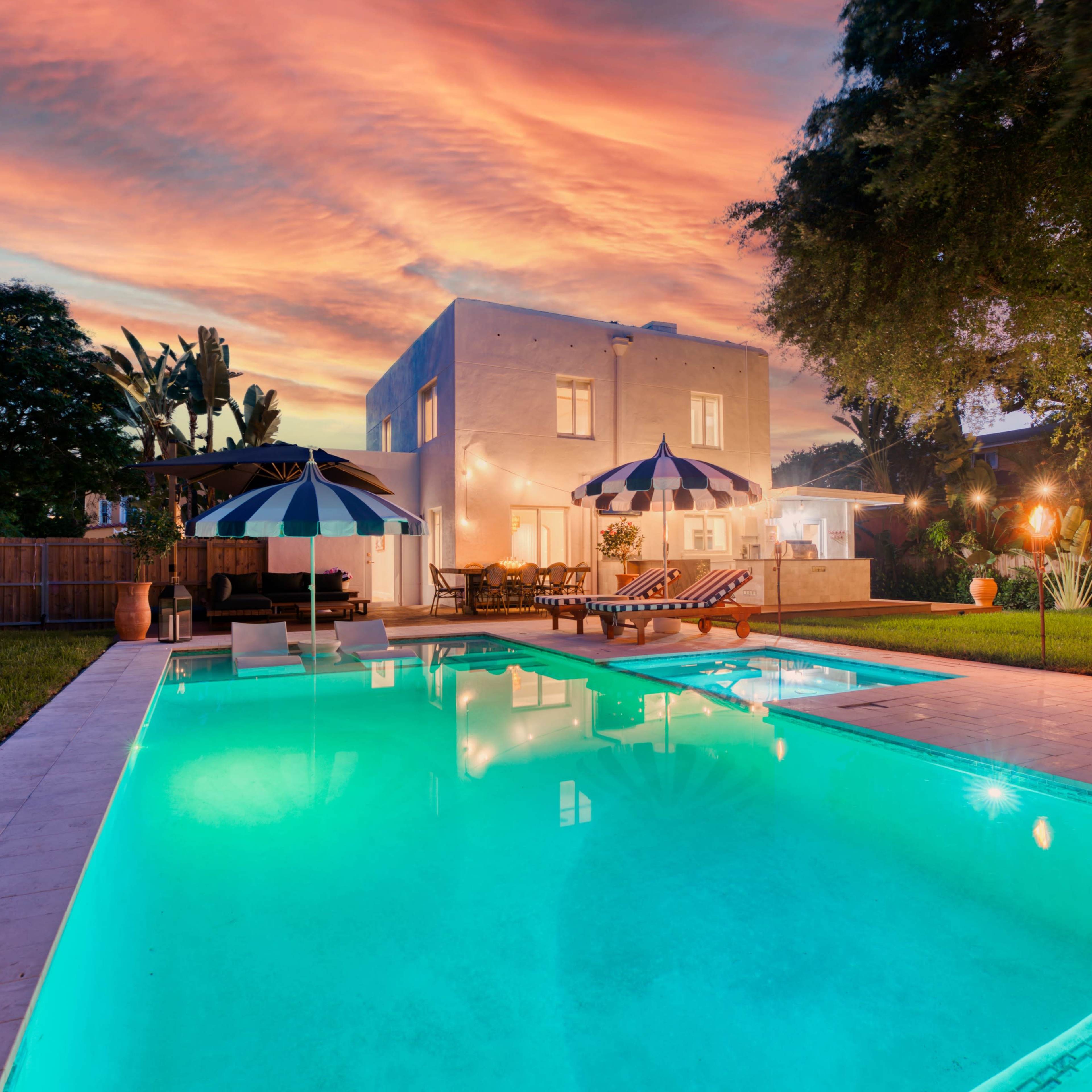 Stunning Historic Villa with Italian touch, hot tub/ Pool / Resort Style Backyard Image in Little Havana, Miami, FL