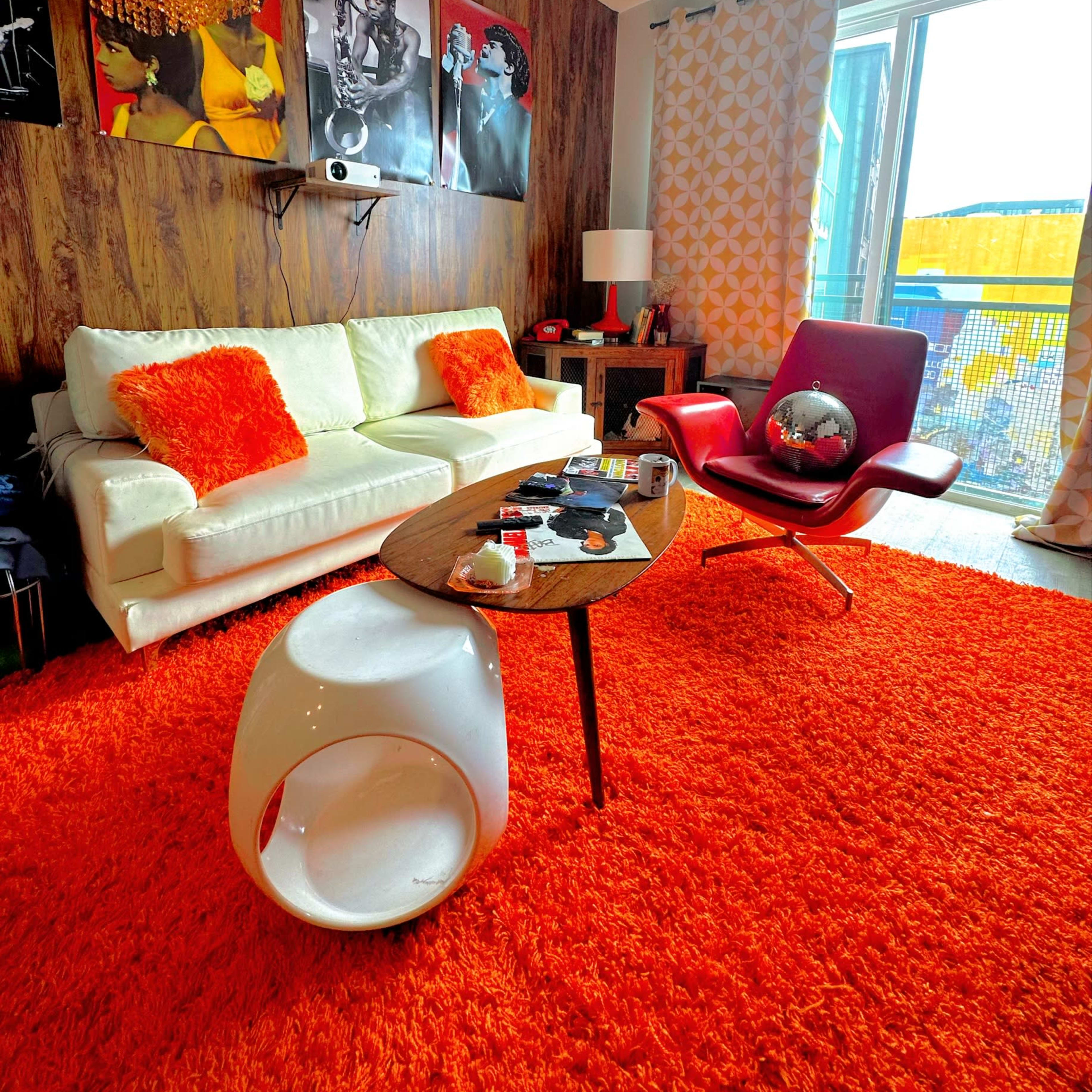 Re-opening in April! Retro 70s Set with Midcentury & Vintage West African Influence – Perfect for Small Gatherings, Intimate Concerts, Movie Screenings, Videography & Photography Image in Panthersville, Decatur, GA
