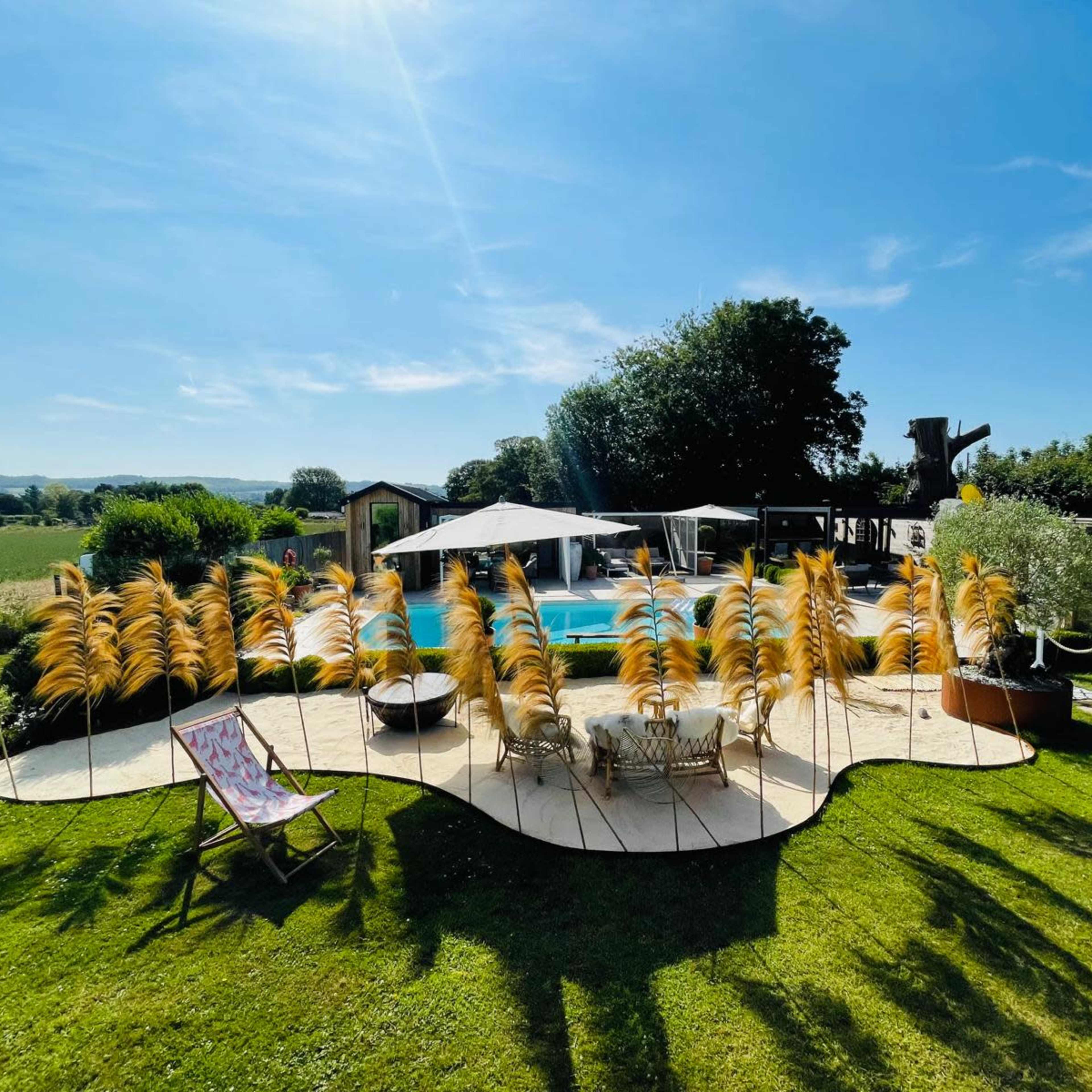 Ibiza Style Pool, Beach, Garden Venue in the Kent Downs An hour from London Image in Ashford, Ashford, England