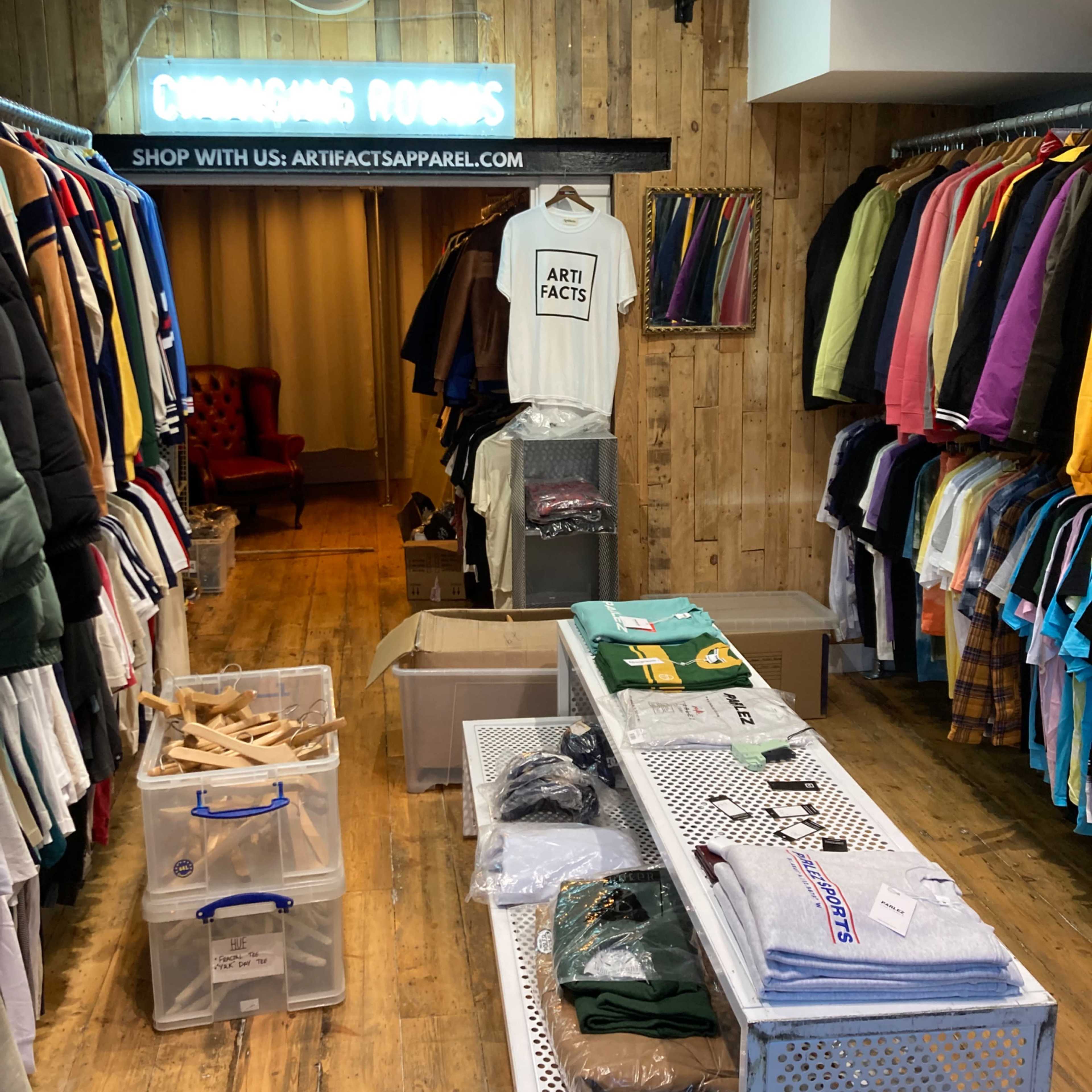 Urban Central London coffee and clothing store vintage props from the 70s and 90s add to the theme. Situated in a desirable location in central london. Image in Holborn, London, England