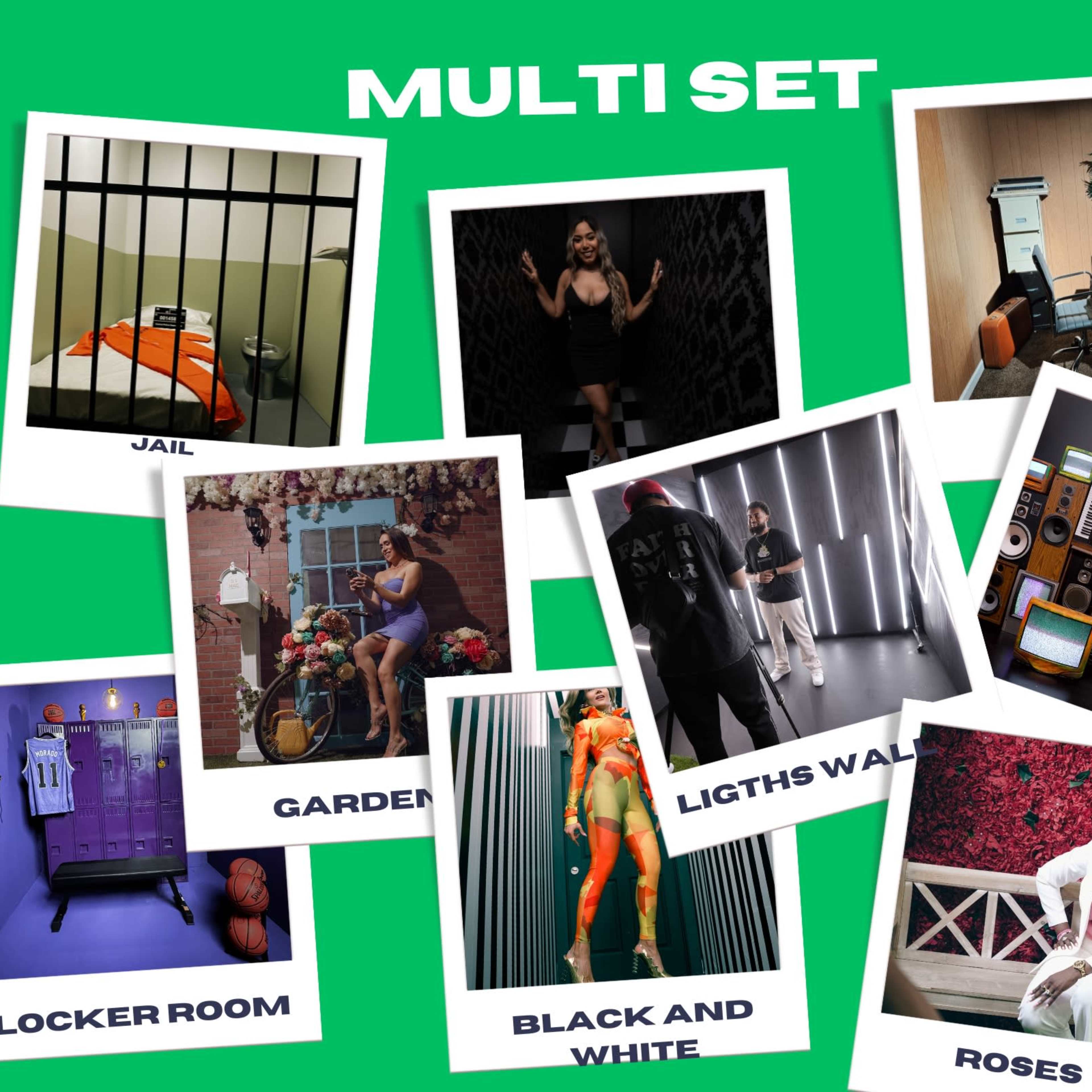 Multi set: podcast, Purple locker room, Jail, Green vintage, Rose wall, Spring patio and more... Image in Westside, Houston, TX