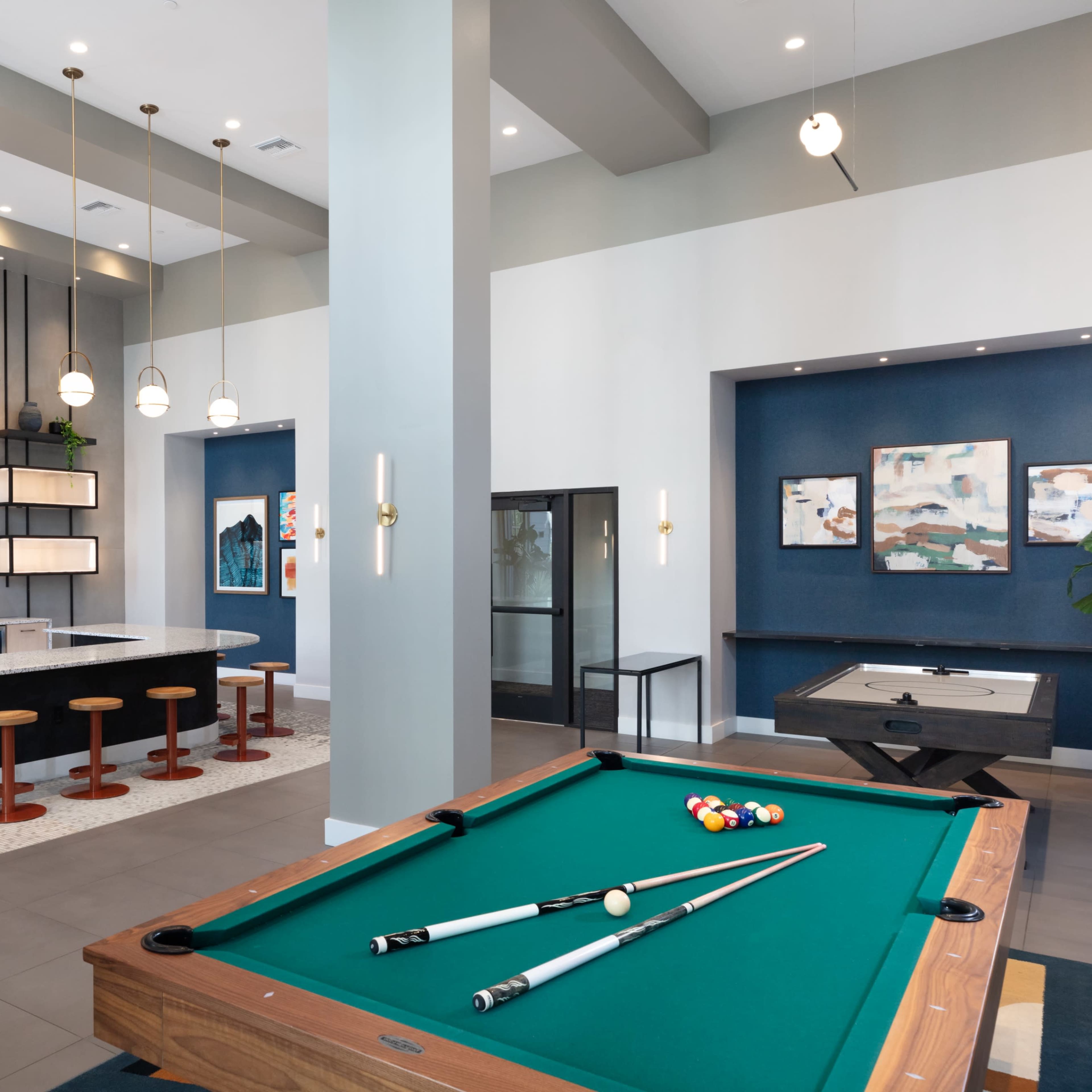 Open clubroom with billiards table and air hockey table perfect for your next party! Image in Dublin, Dublin, CA