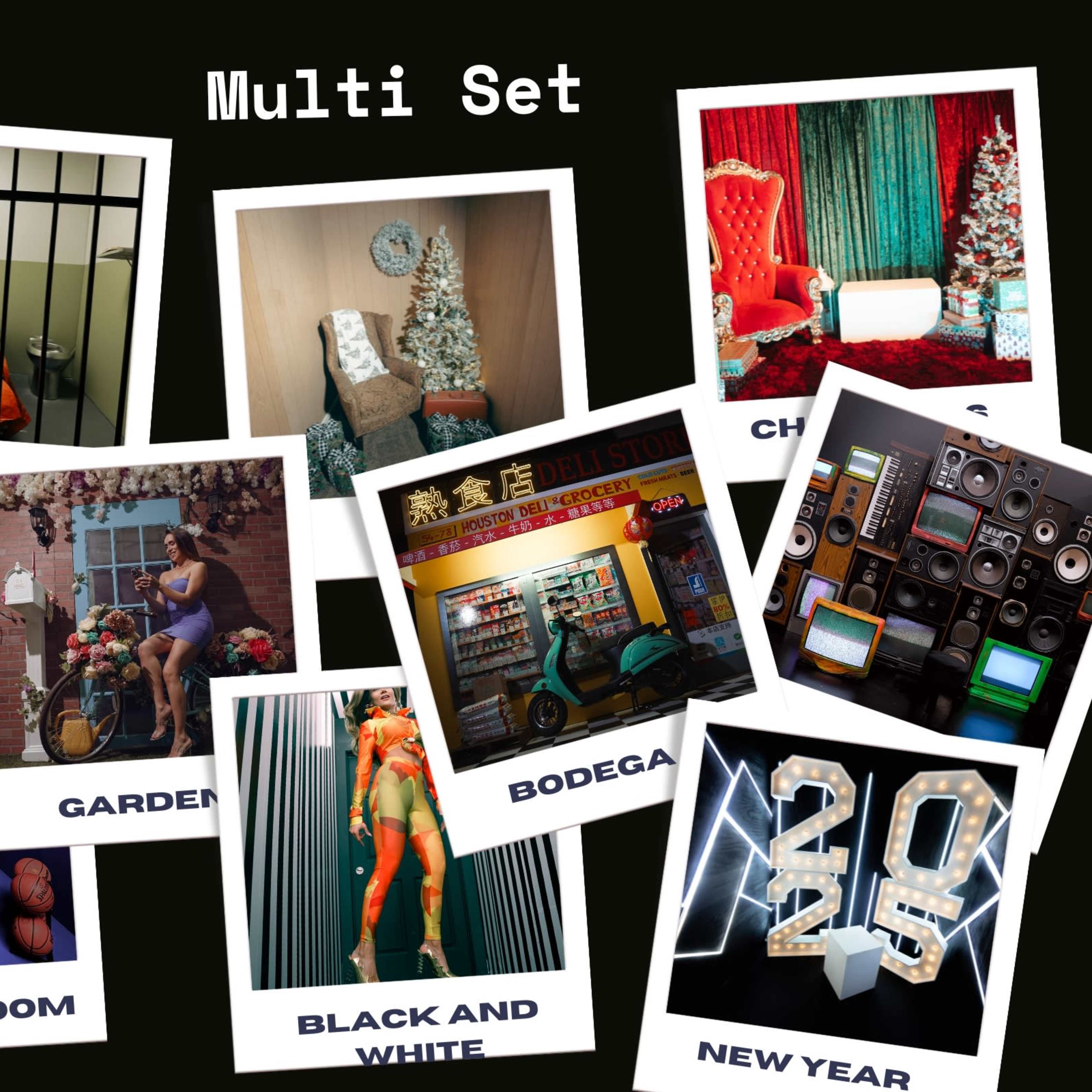 Multi set: podcast, Purple locker room, Jail, Green vintage, Rose wall, Spring patio and more... Image in Westside, Houston, TX