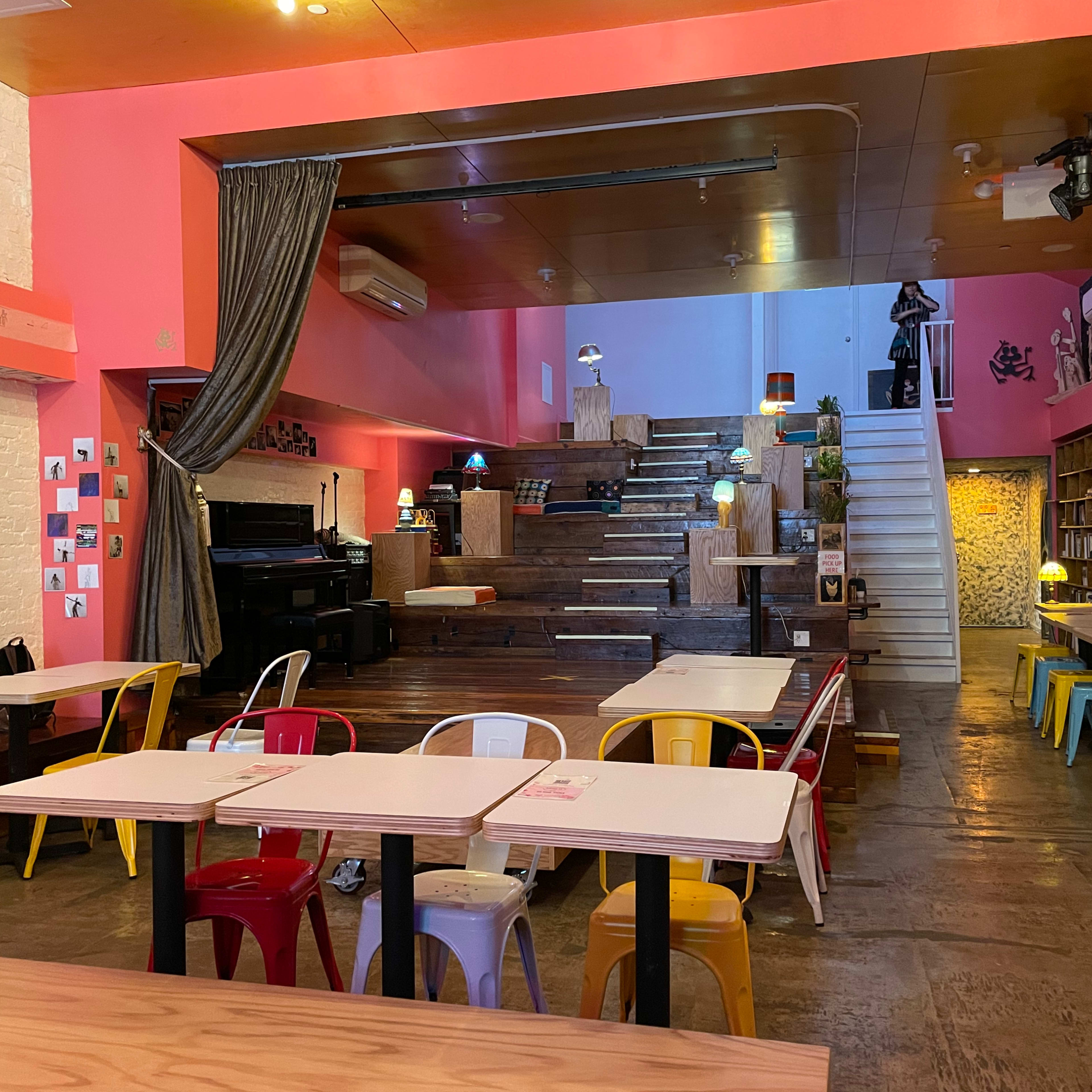 Large open cafe w/ event stage Image in Williamsburg, Brooklyn, NY