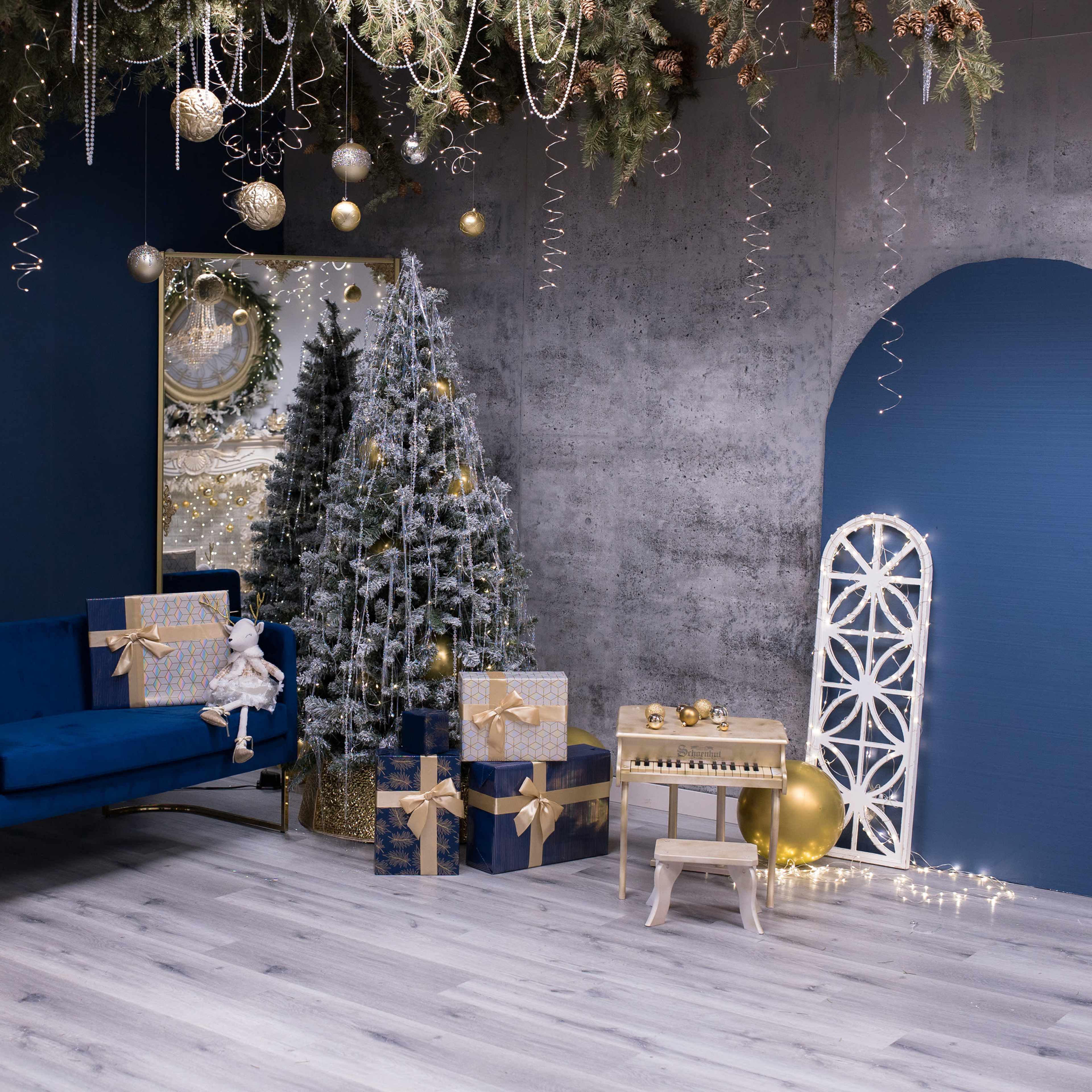Christmas Elegant Royal Blue  Photo Studio with Luxe Golden Decor Image in East Vancouver, Vancouver, BC