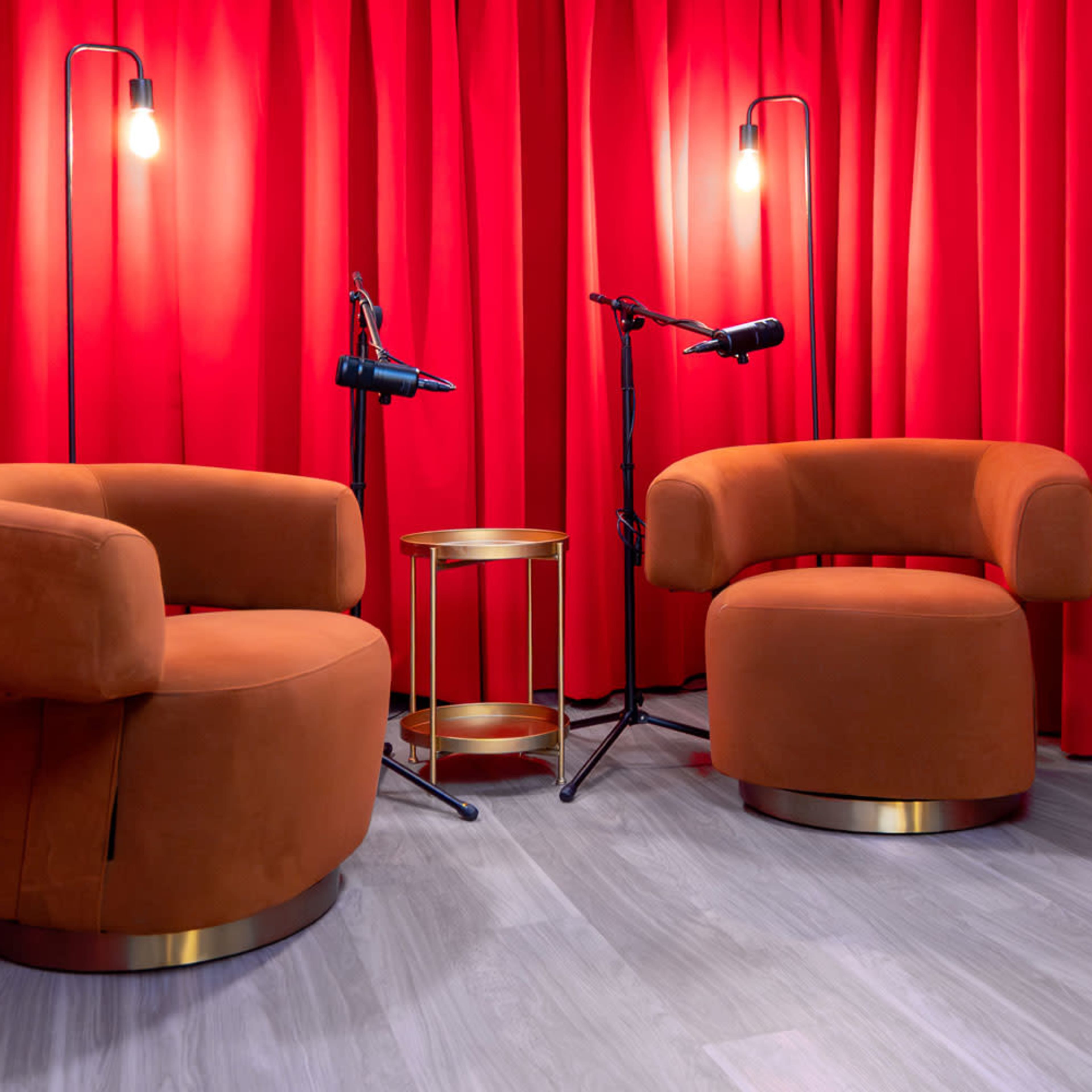 Red Podcast Set Image in Sawtelle, Los Angeles, CA