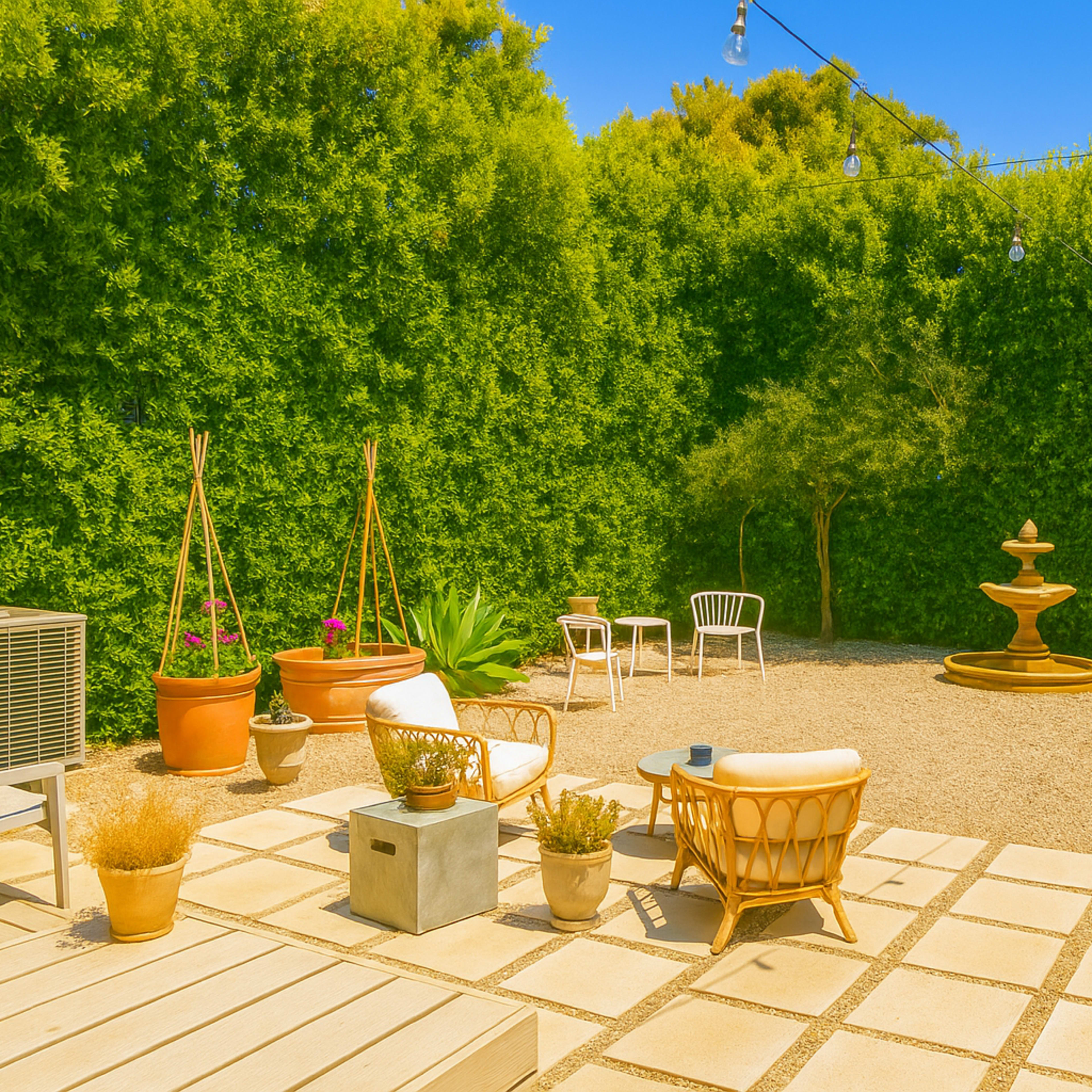 Boho Garden Oasis with Fire Pit & Fountain Image in Jefferson Park, Los Angeles, CA