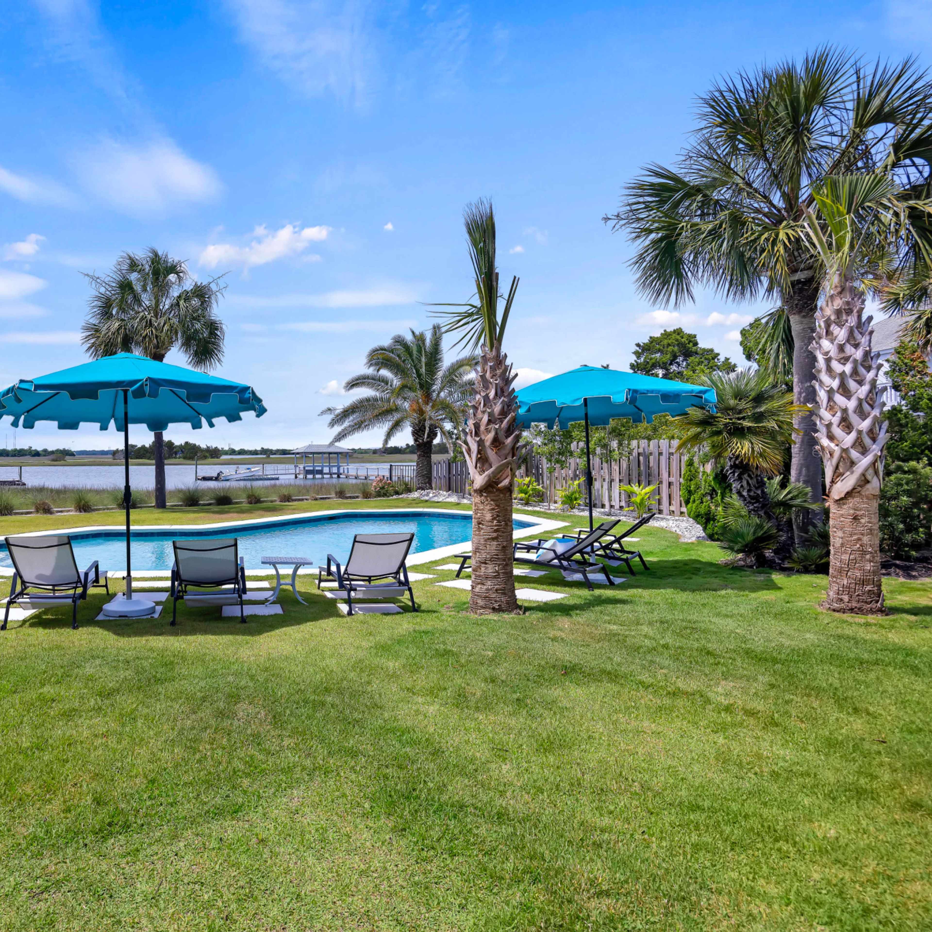 Isle of Palms gorgeous sunsets from backyard, pool area, patio and dock Image in Isle of Palms, Isle of Palms, SC
