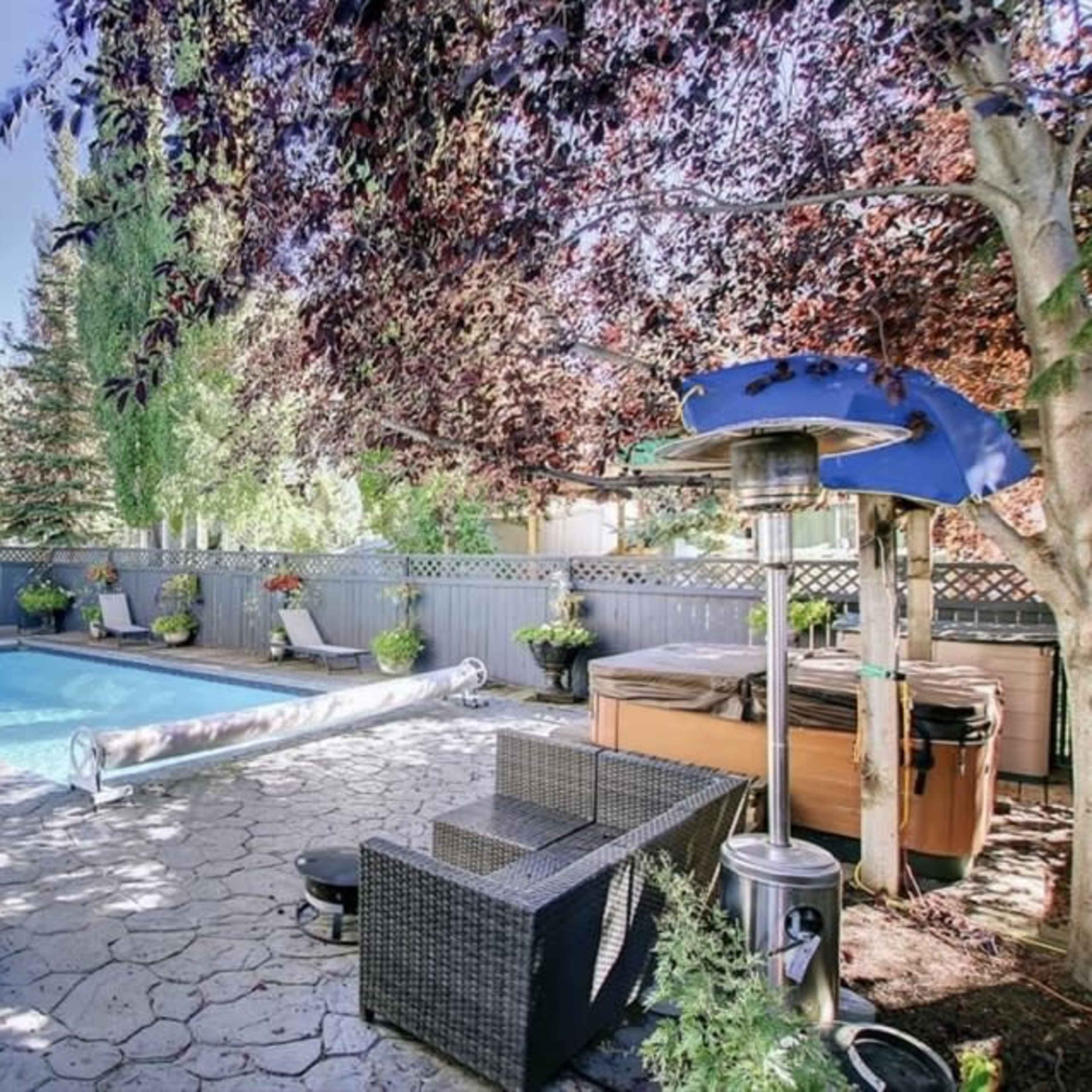 Huge house with over 3000 square feet. An unground beautiful tiled pool with loads of pool toys lights and games. Outdoor speakers and Hottub!!!! Image in Douglasdale, Calgary, AB