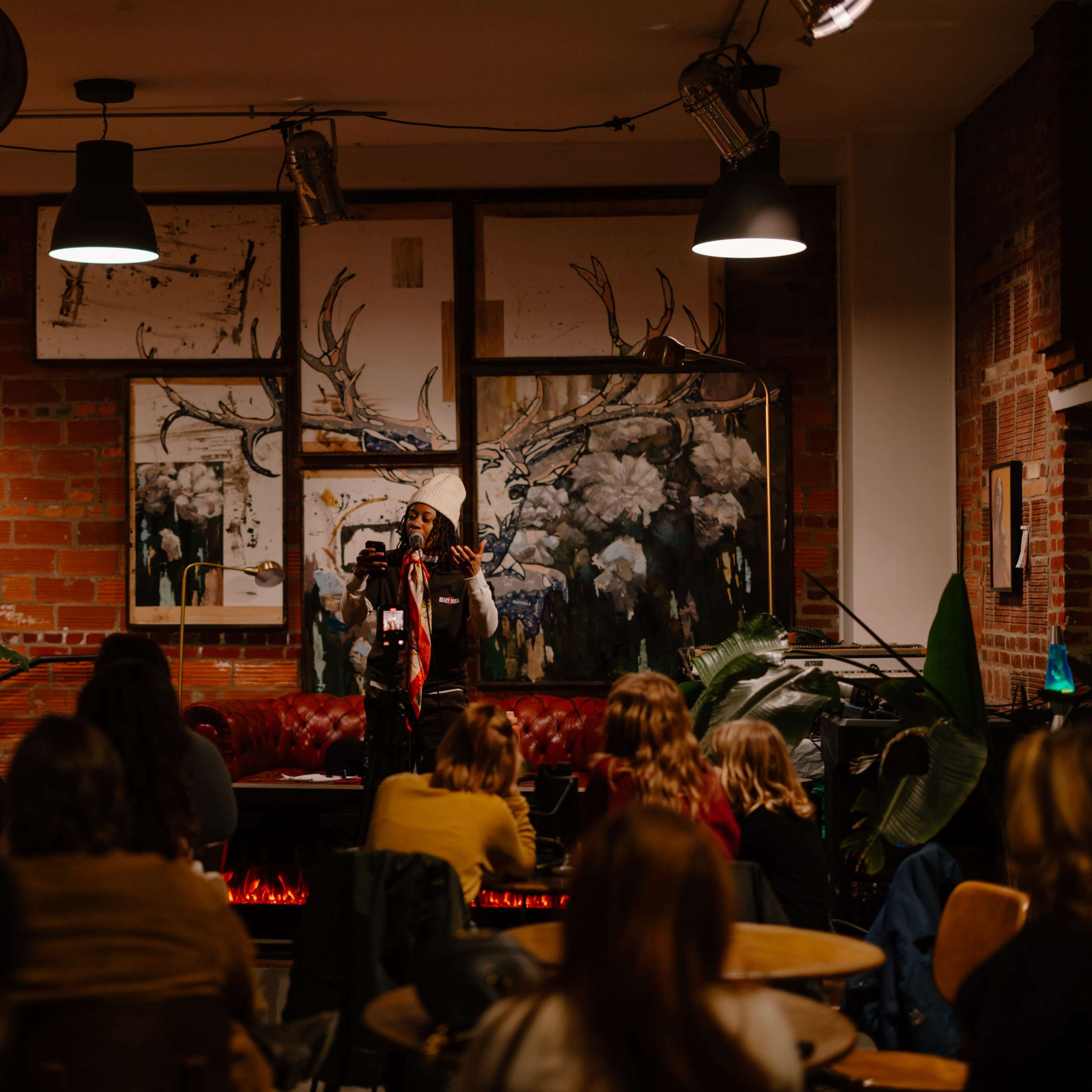 Brick-Walled, Downtown Coffee House, with Midcentury Accents Image in Short North Arts District, Columbus, OH