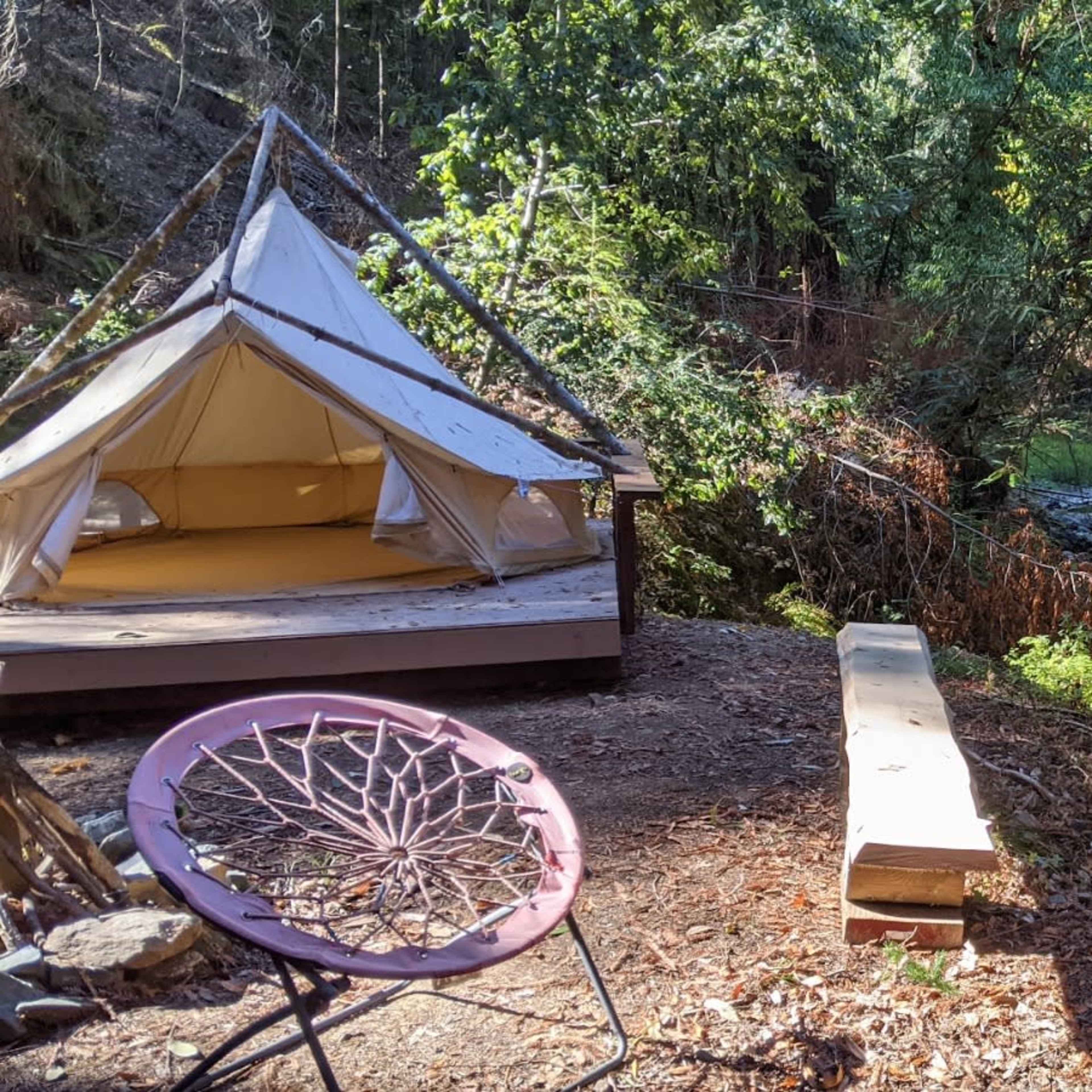 Magical Outdoor Glampsite with Redwoods, Creek, Trails, and Waterhole. Image in Cazadero, Cazadero, CA