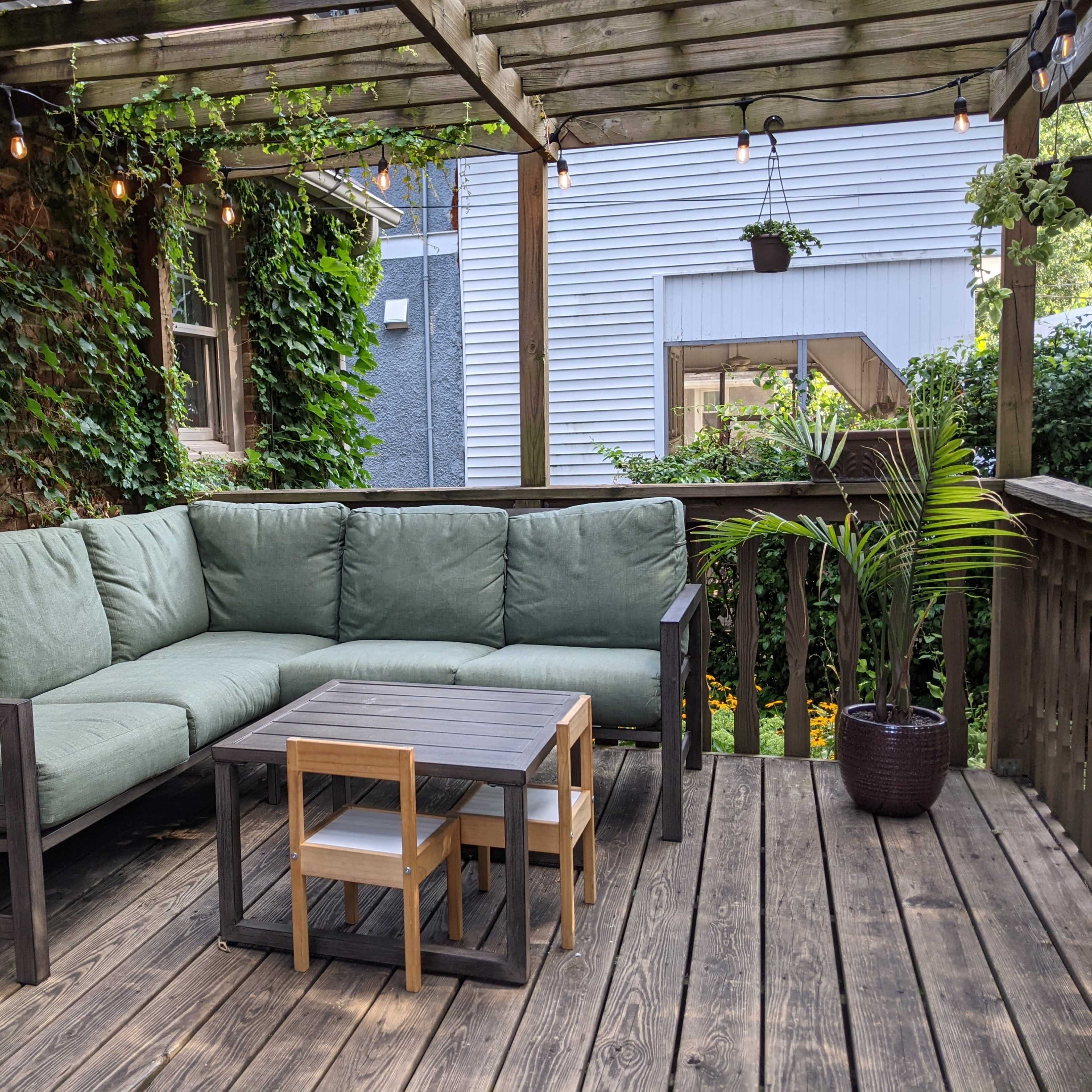 Lovely Backyard Space in Beaverdale with Pergola Porch, Fireplace and Playset, Perfect for Parties, Events, Baby Showers, Dinners Image in Drake, Des Moines, IA
