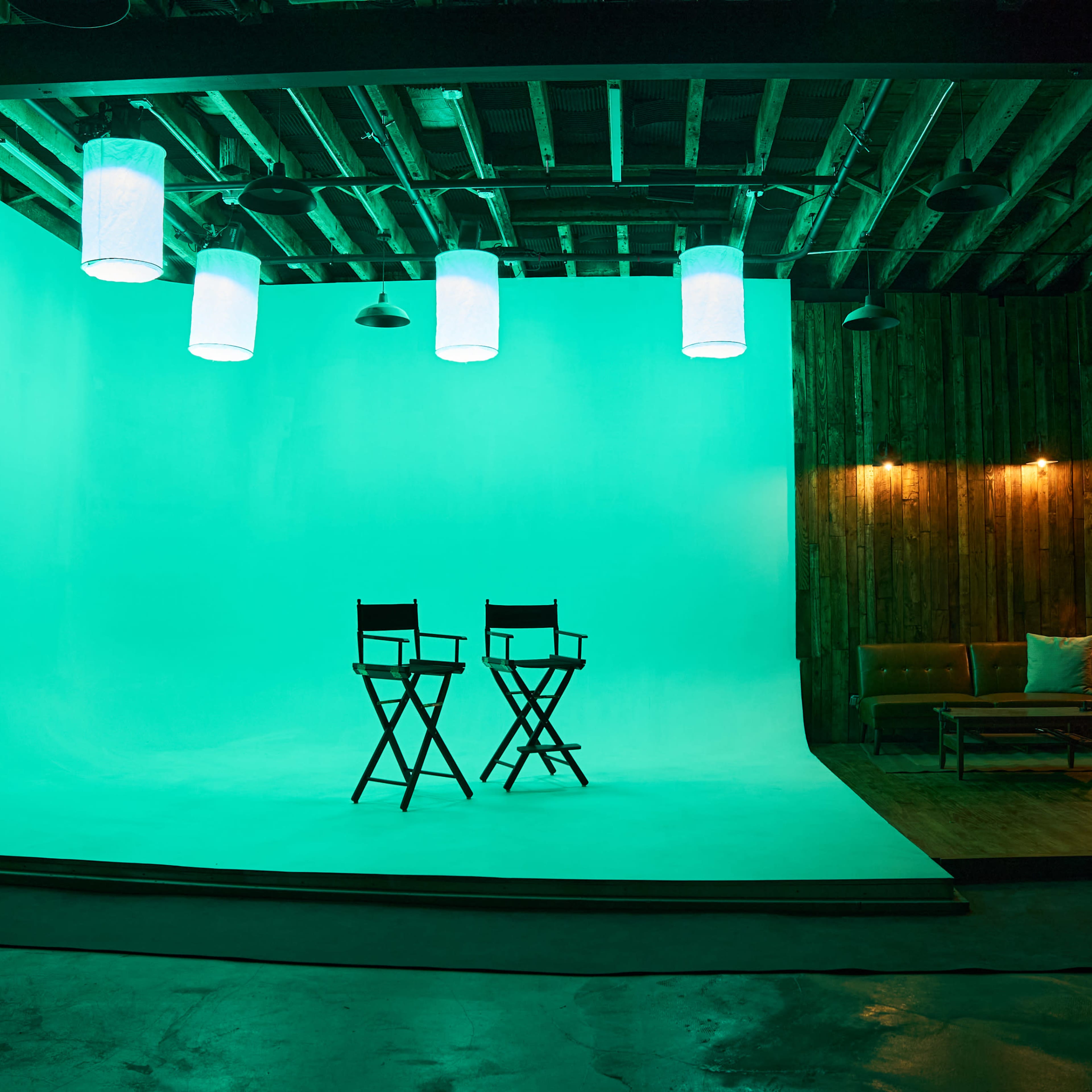 Creative Industrial film studio with pre lit RGB cyclorama Image in East New York, Brooklyn, NY