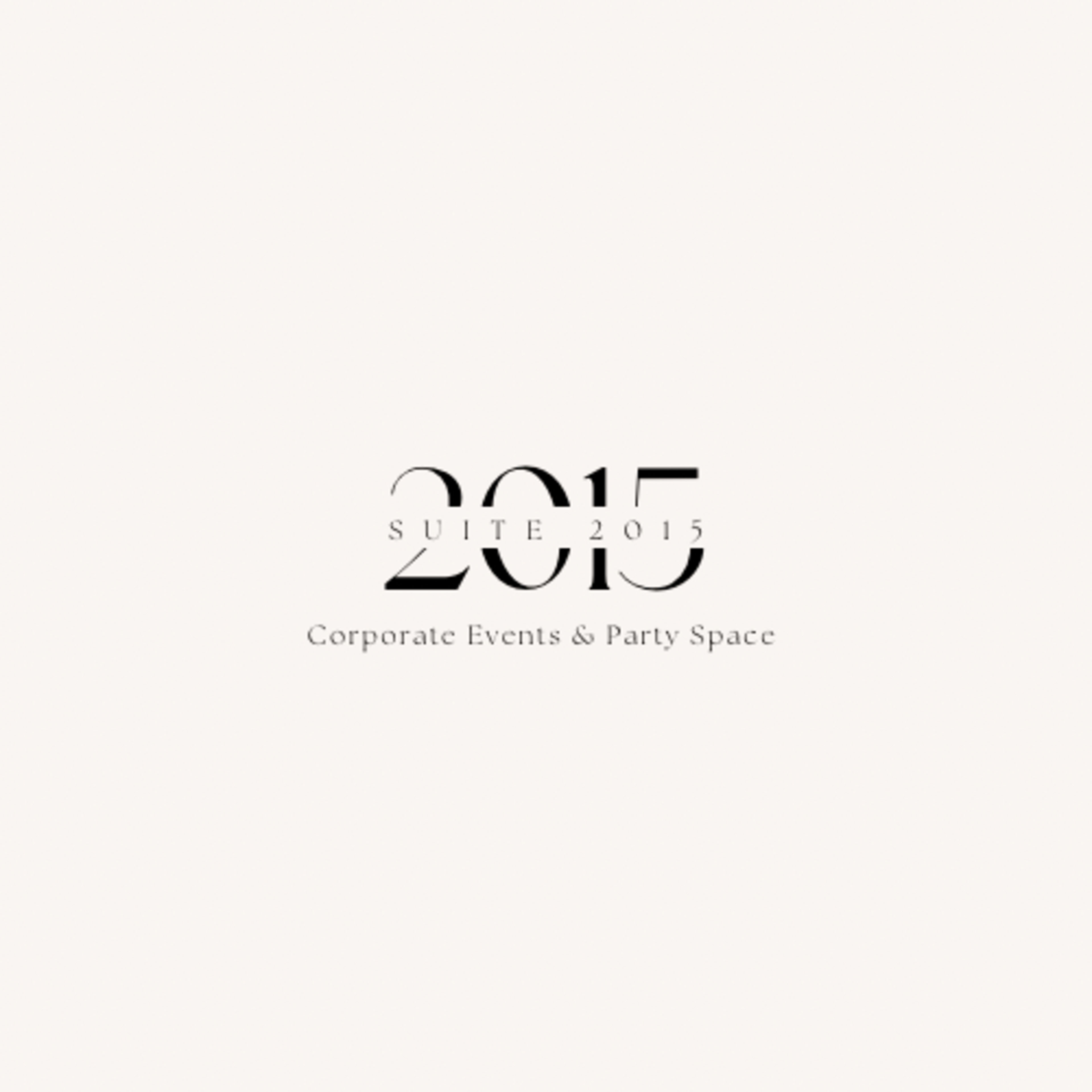A minimalist design with the text "Suite 2015" and the phrase "Corporate Events & Party Space."