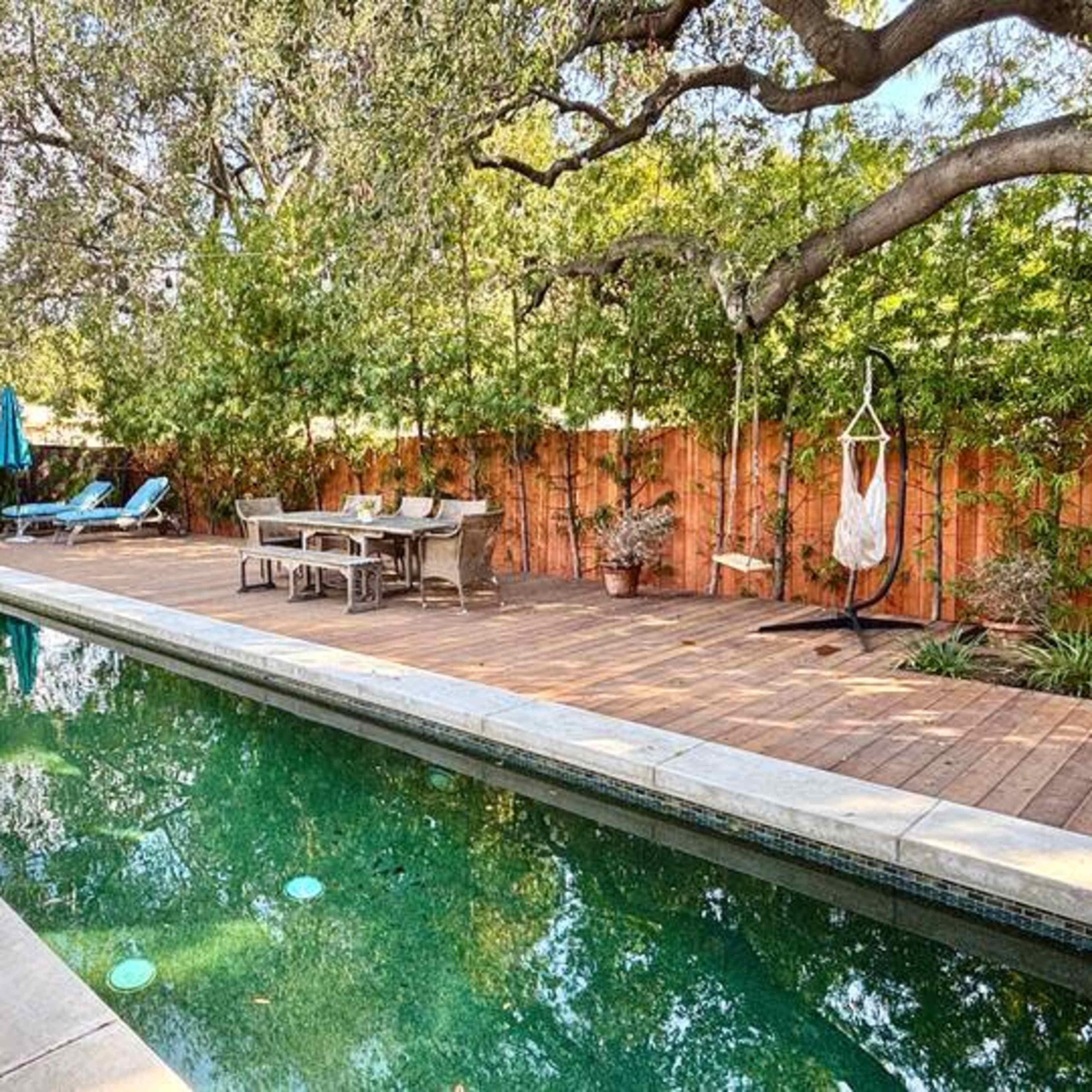 Tranquil Japanese-Inspired Yard with Lap Pool & Redwood Deck Image in Pasadena, Pasadena, CA