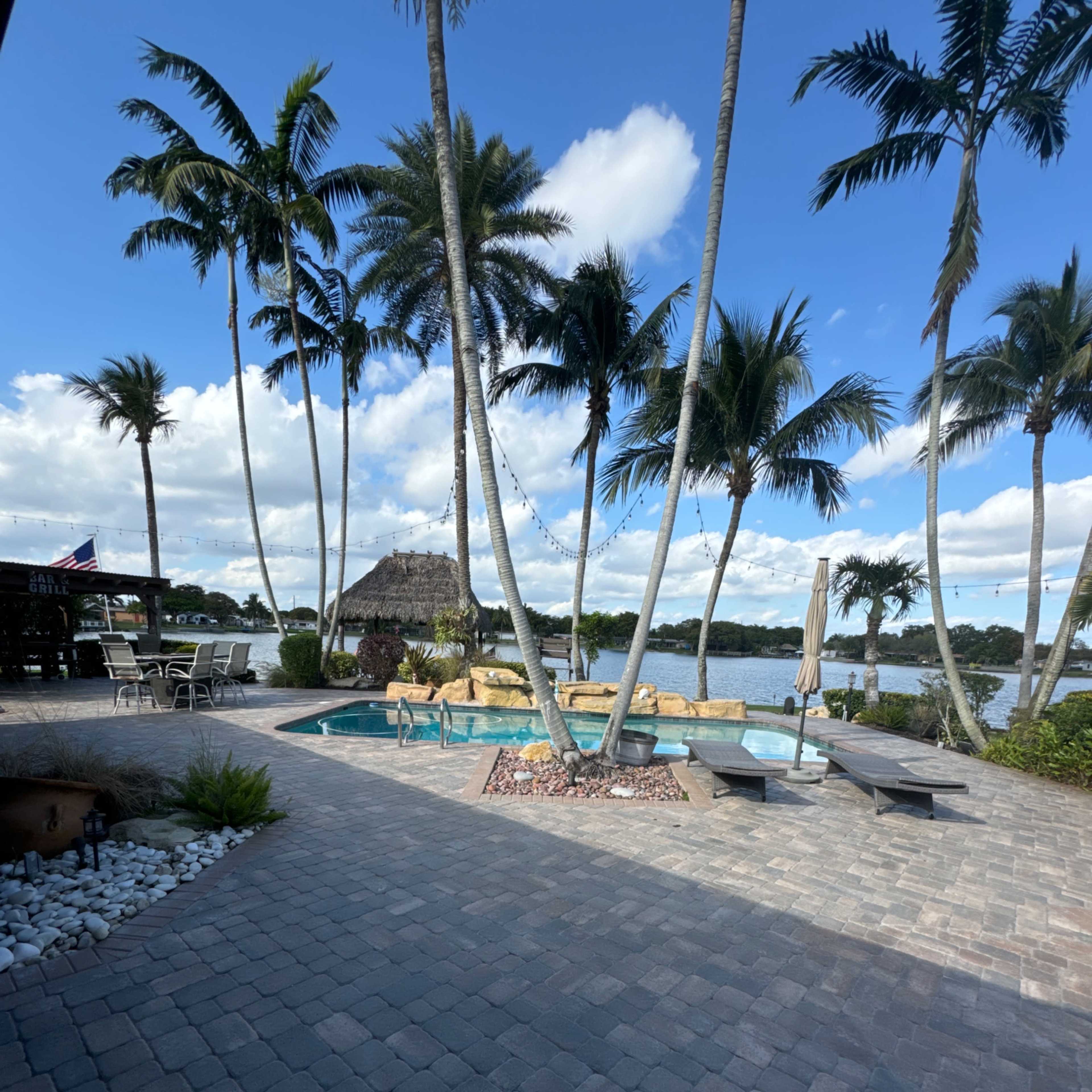 Neighborhood pool home on the lake. 20 tropical trees and huge tiki hut in the lake. Image in Pembroke Pines, Pembroke Pines, FL