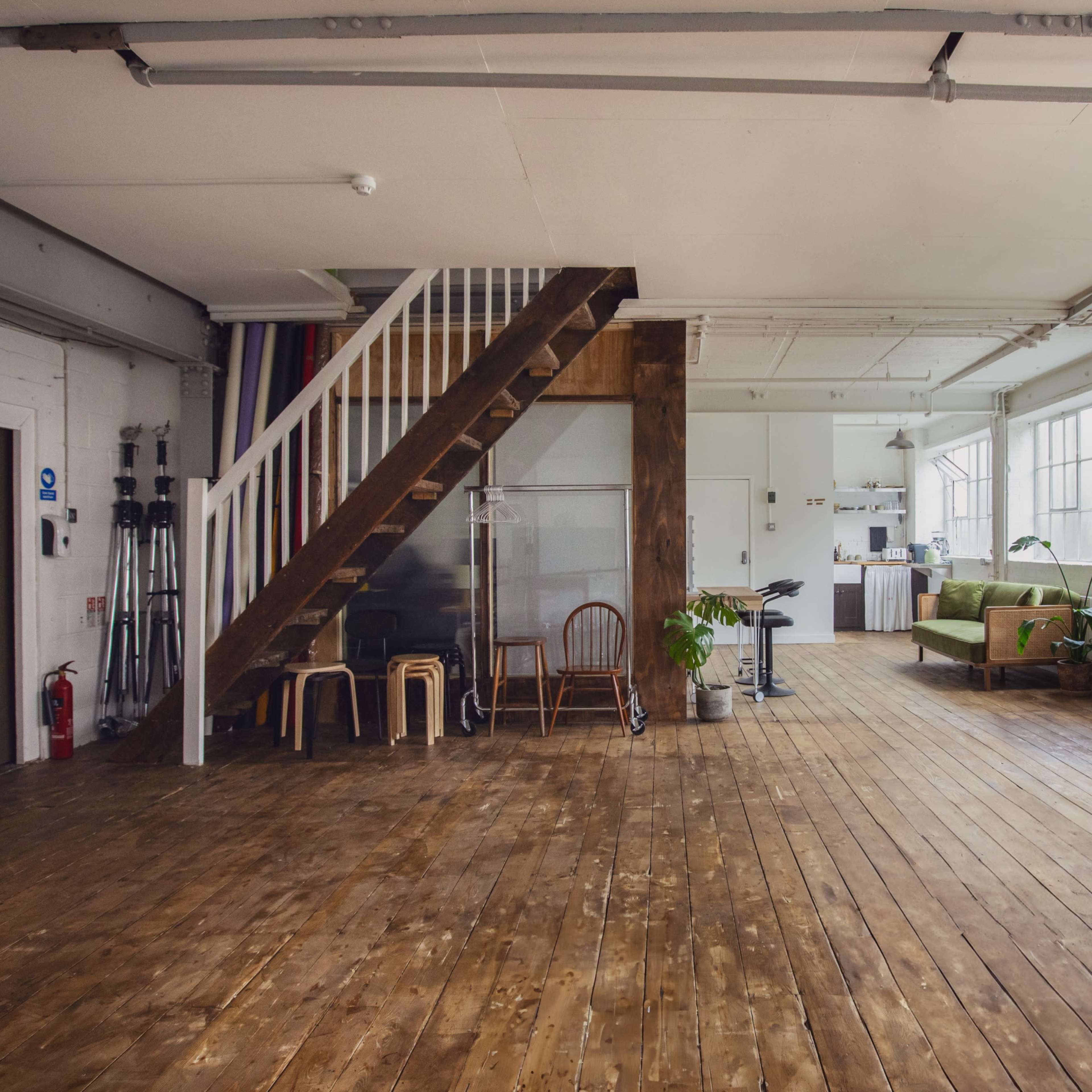 Warehouse Space with Wooden Floor and Brick walls Image in London, London, England