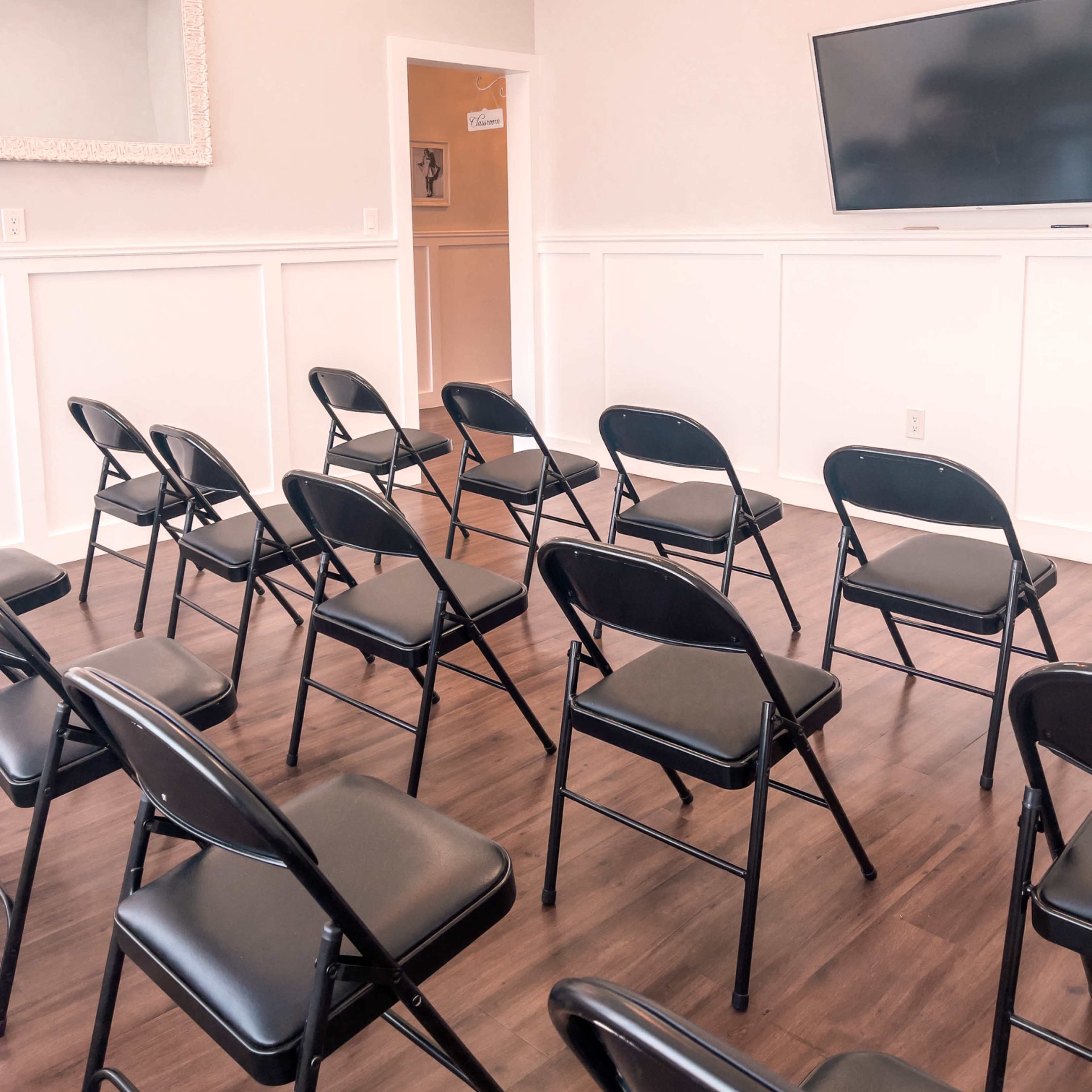 Classic & Feminine Classroom Space with Vibe Board Image in Monticello Park, San Antonio, TX